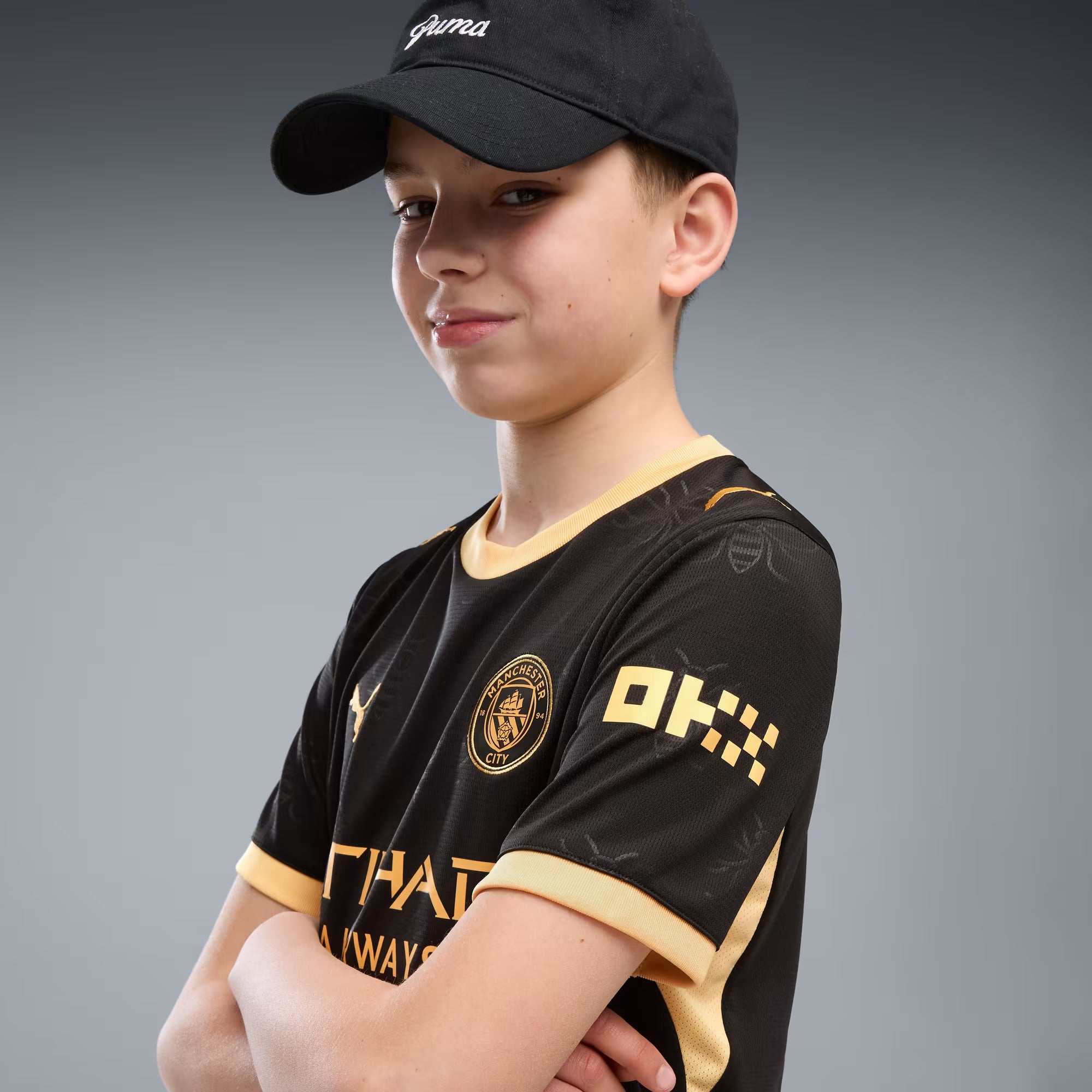 PUMA Manchester City 2026/27 Away Big Kids' Soccer Jersey - PUMA Black-Flaxen