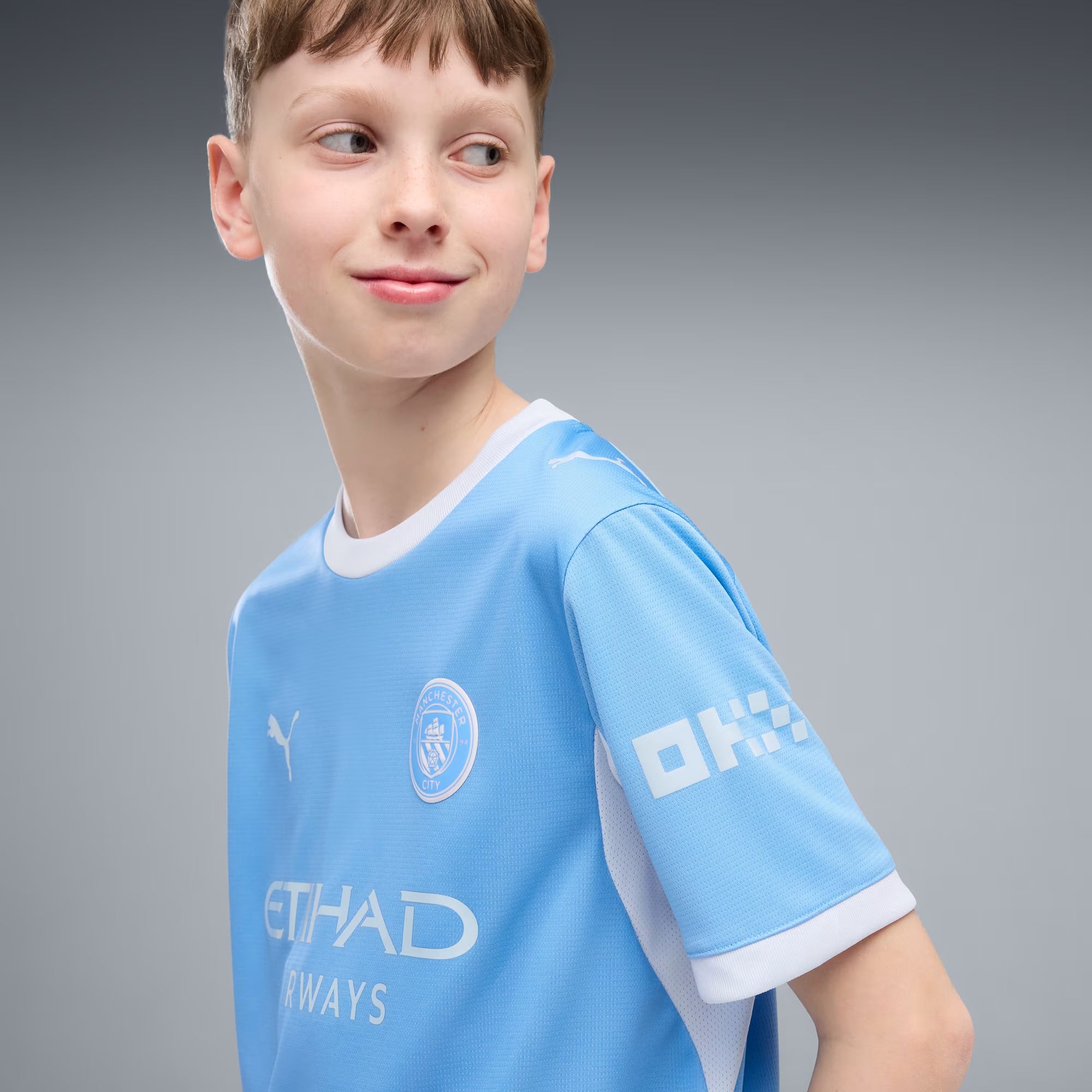 PUMA Manchester City 2026/27 Home Big Kids' Soccer Jersey - Team Light Blue-Icy Blue