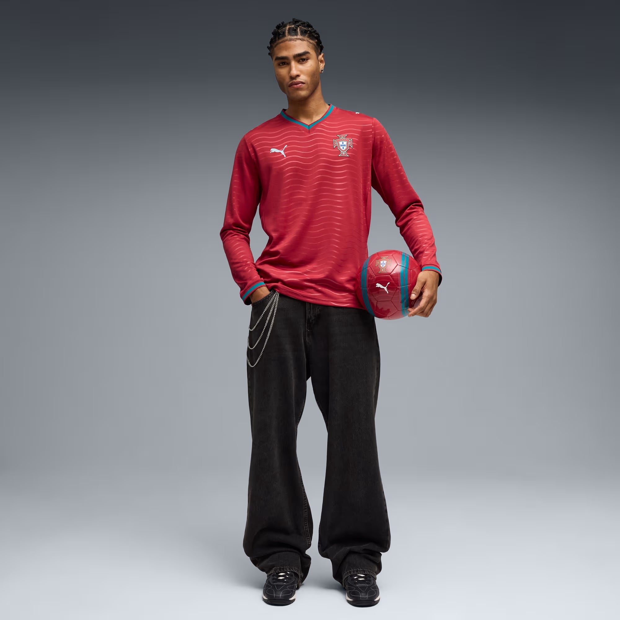 PUMA Portugal 2026 Stadium Home Men's Long-Sleeve Soccer Jersey - 