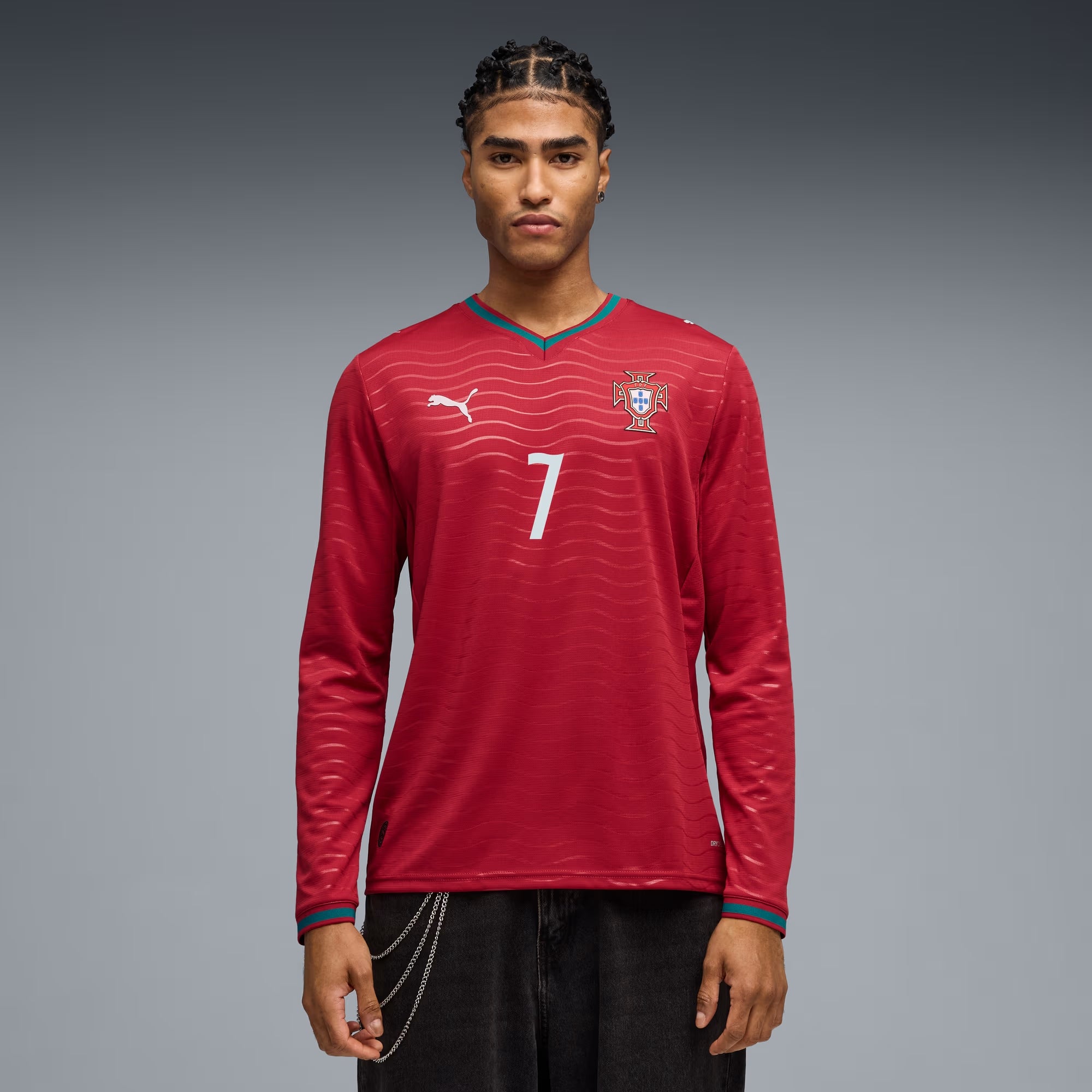 PUMA Portugal 2026 Stadium Home Ronaldo Men's Long-Sleeve Soccer