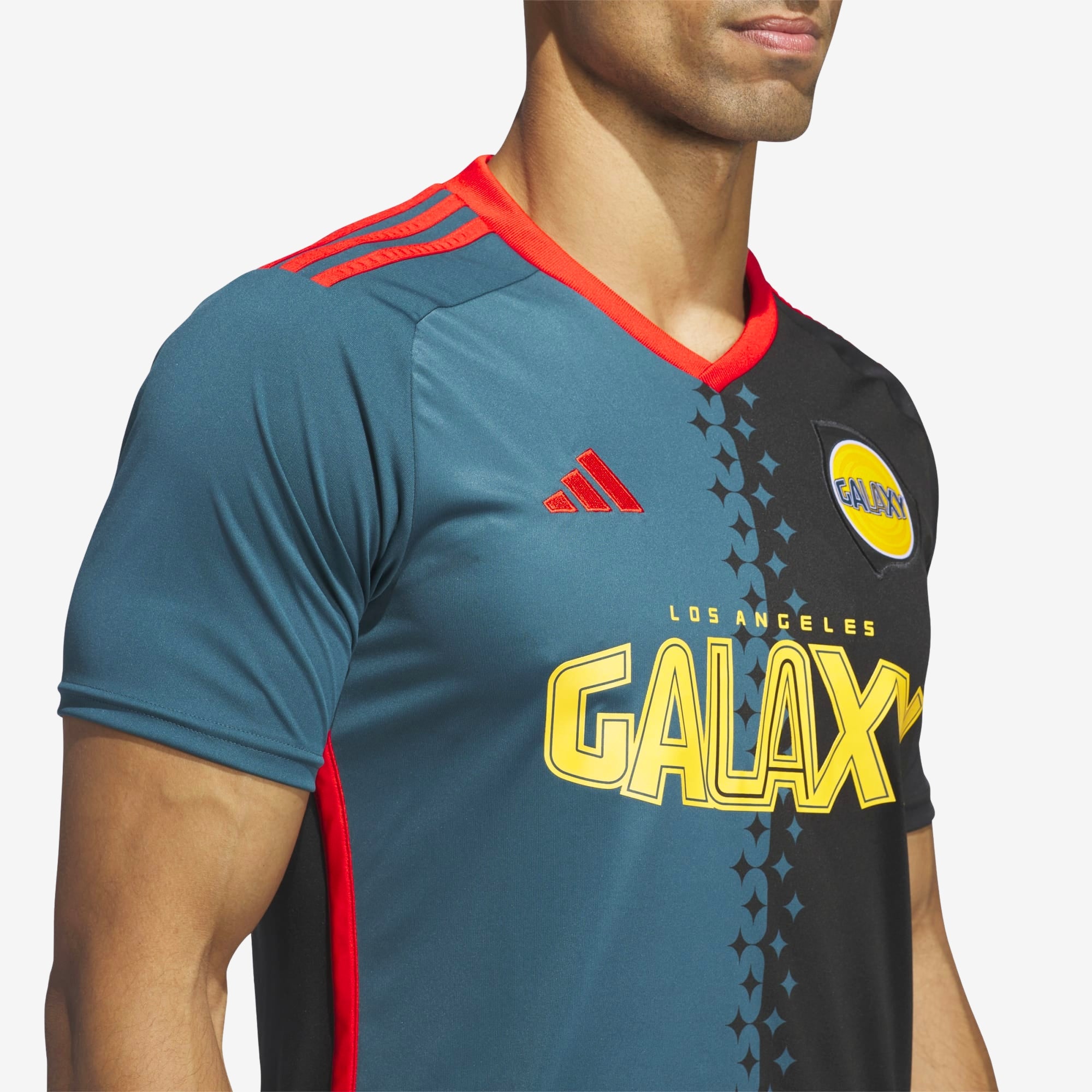 adidas 2024 LA Galaxy Stadium Archive Men's AEROREADY Soccer Replica Jersey - Black / Viridian