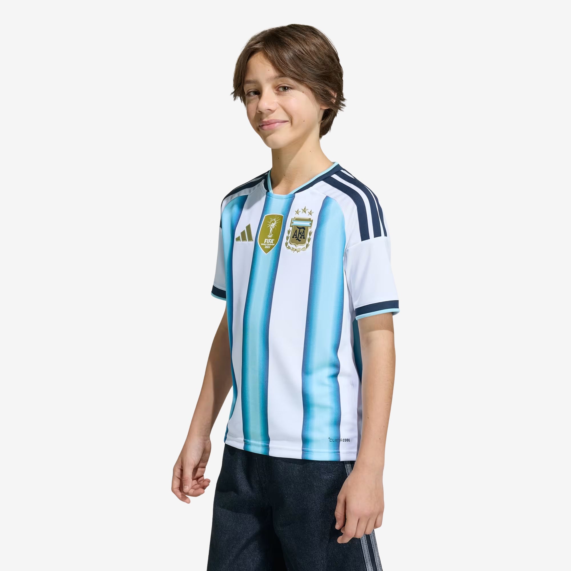 adidas Argentina 2026 Stadium Home Big Kids' Soccer Jersey - White / Icey Blue / Light Blue