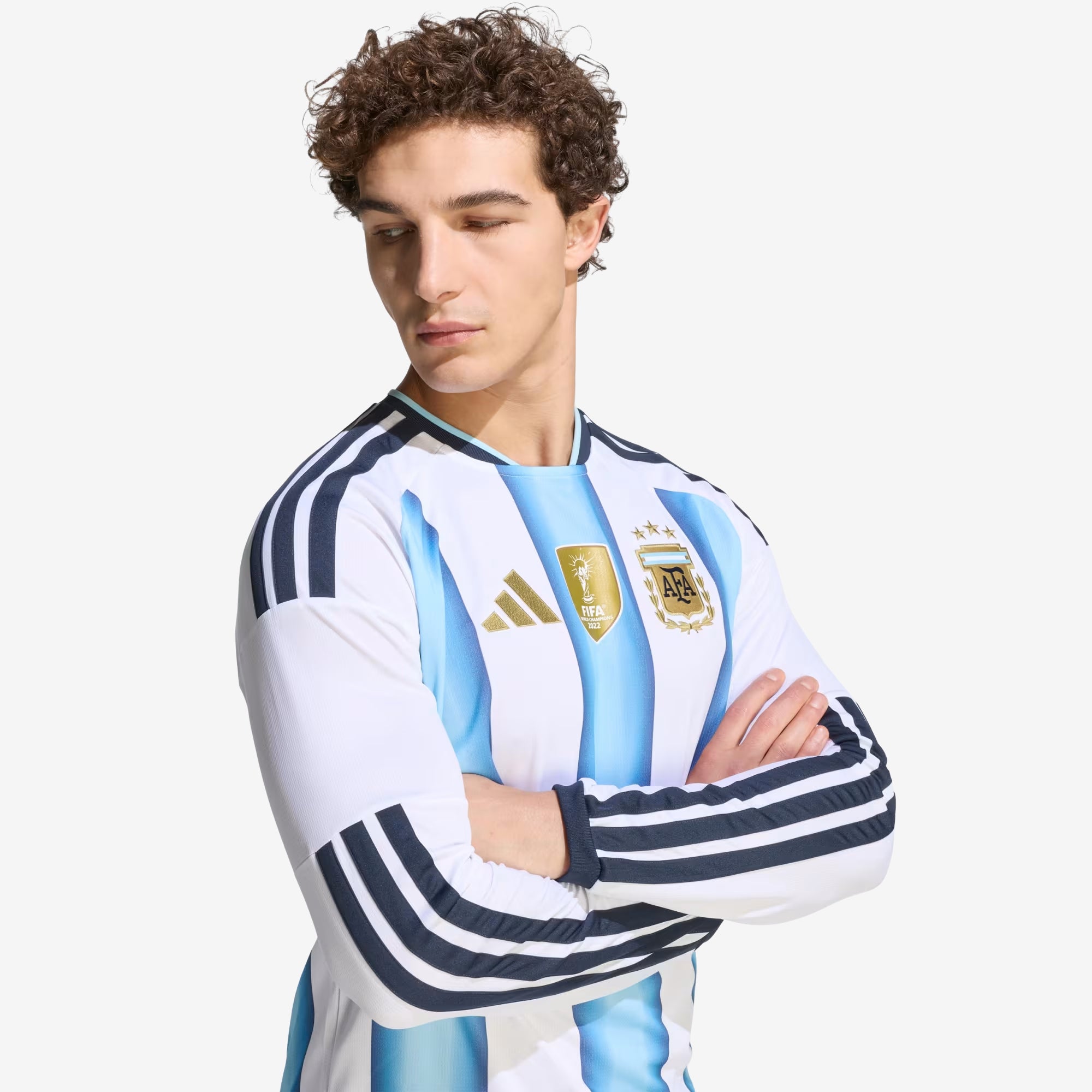 adidas Argentina 2026 Stadium Home Men's Soccer Long-Sleeve Jersey - White / Icey Blue / Light Blue