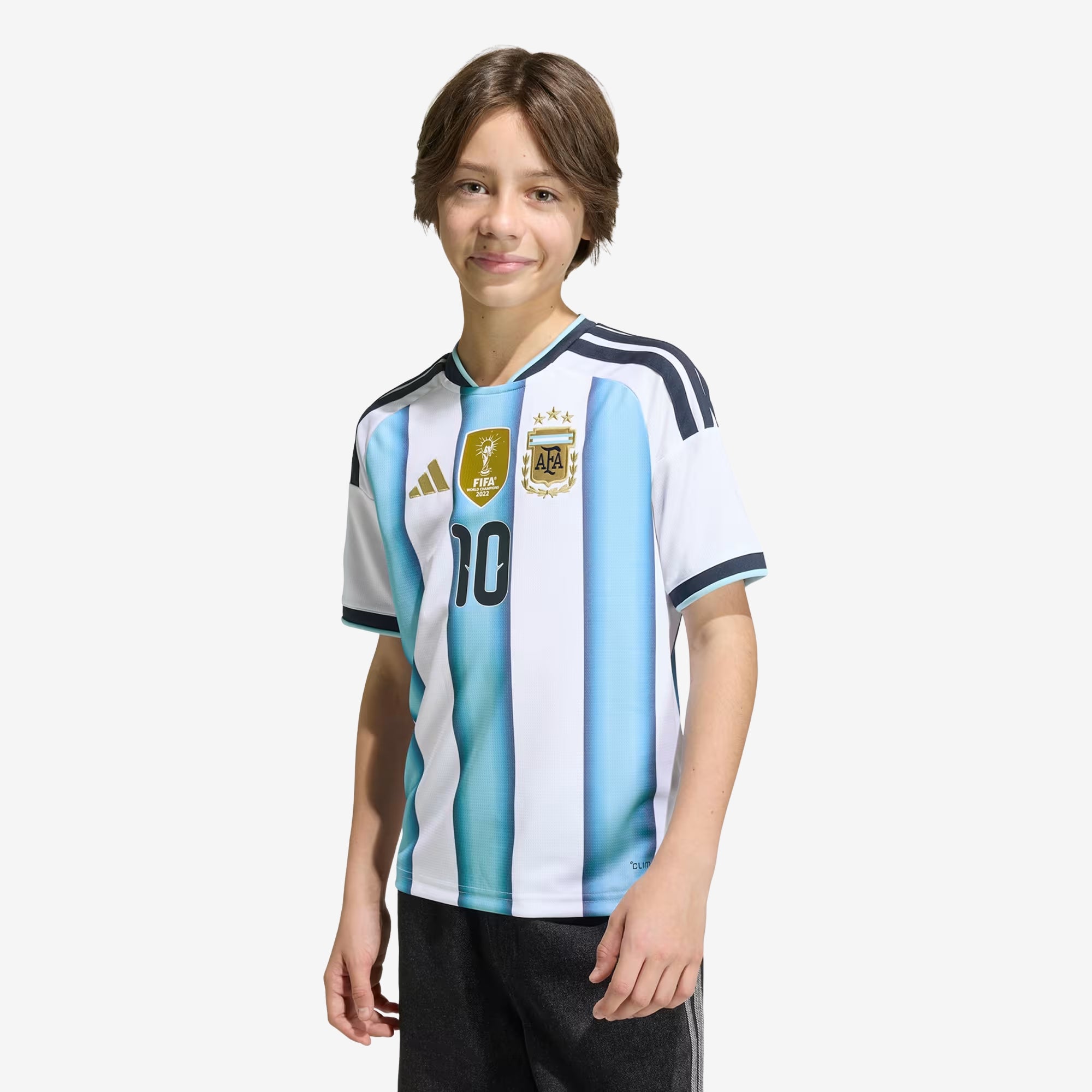 adidas Argentina 2026 Stadium Home Messi Big Kids' Soccer Jersey - White / Icey Blue / Light Blue