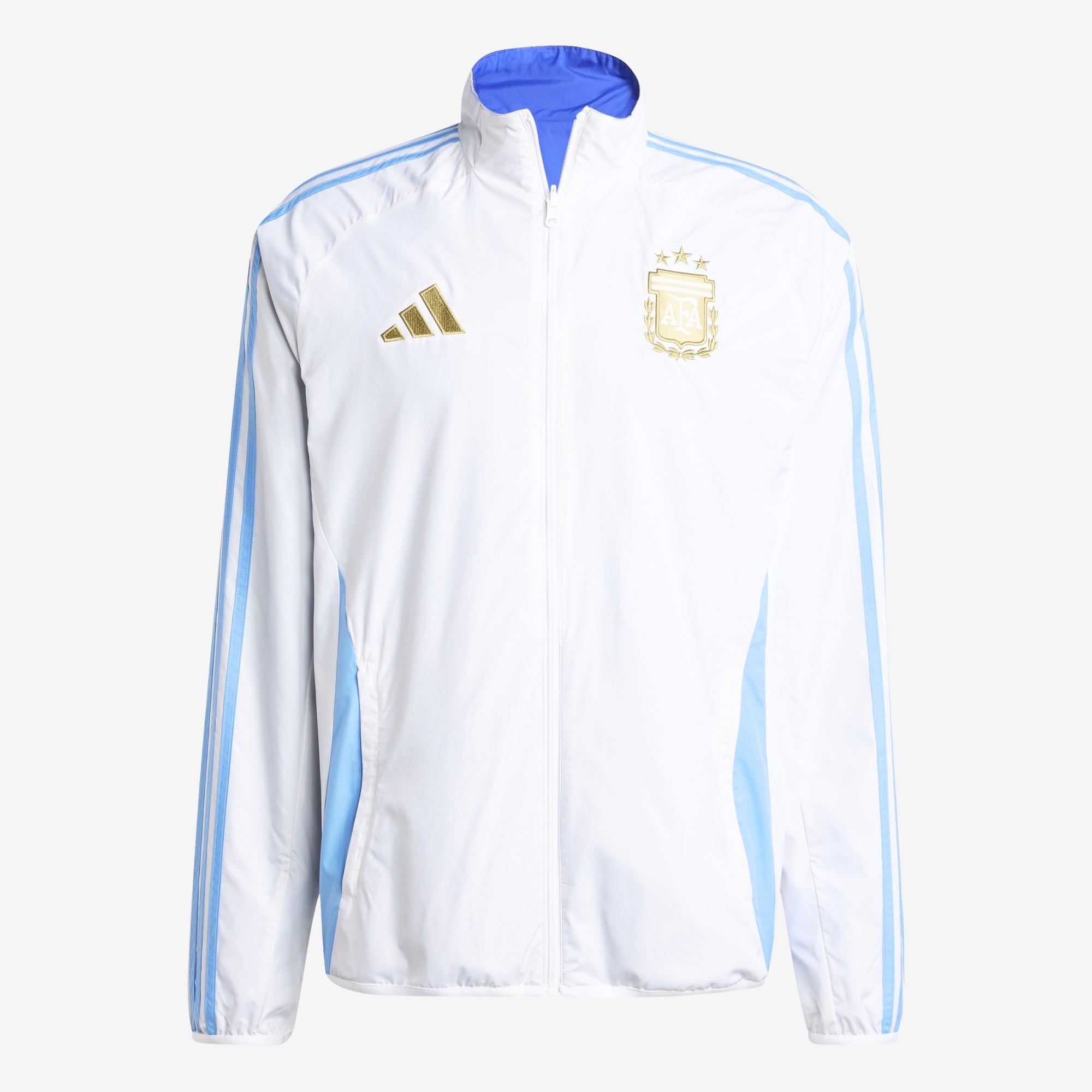 adidas Argentina Anthem Men's Full-Zip Soccer Jacket - White / Lucid Blue