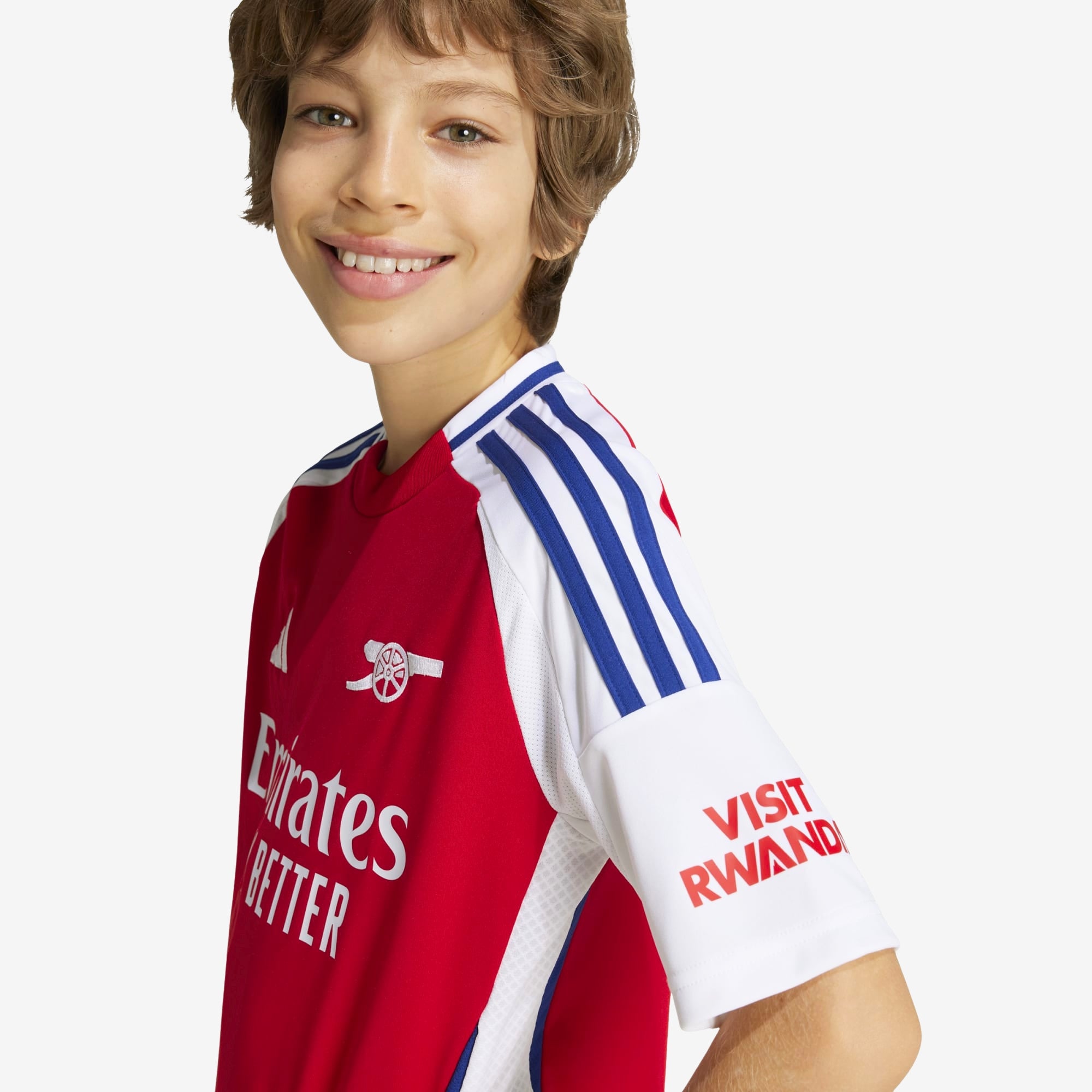 adidas Arsenal 2024/25 Stadium Home Big Kids' AEROREADY Soccer Replica Jersey - Better Scarlet / White