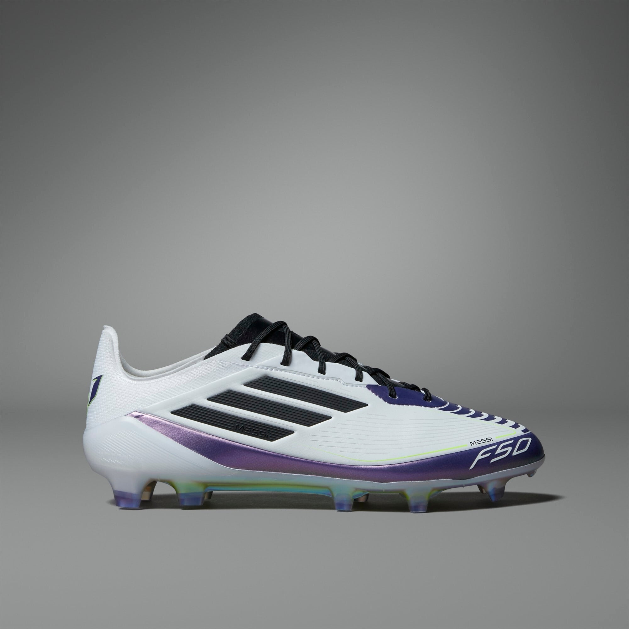 adidas F50 Elite Messi FG Low-Top Soccer Cleats - Cloud White / Core Black / Purple