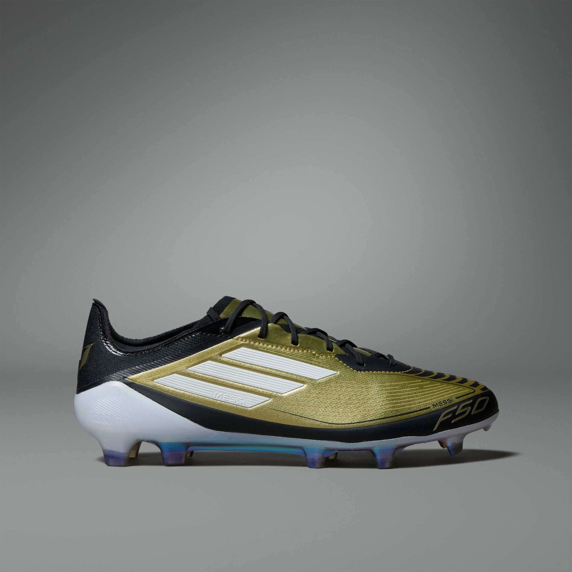 adidas F50 Elite Messi FG Low-Top Soccer Cleats - Gold Metallic / Cloud White / Core Black