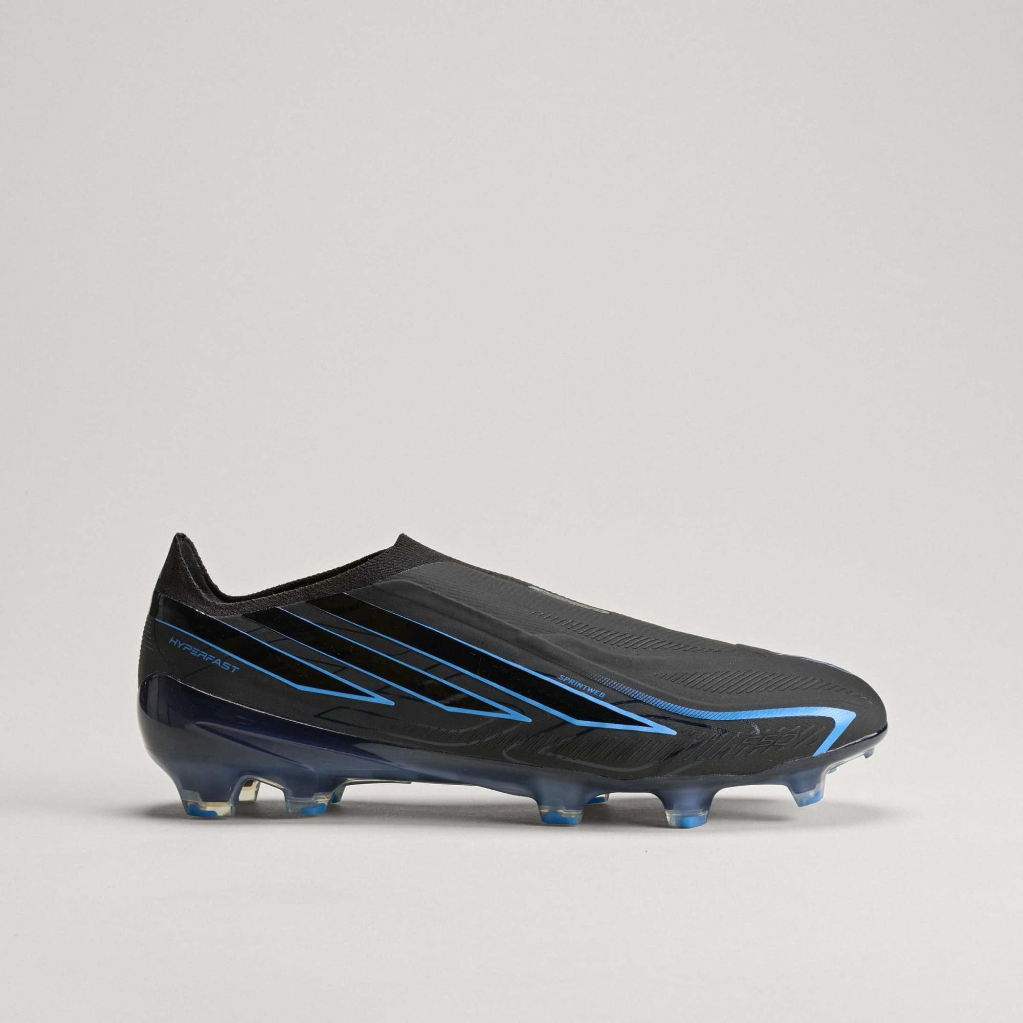adidas F50 Hyperfast Elite Laceless Firm-Ground Low-Top Soccer Cleats - Core Black / Core Black / Lucid Ray Blue