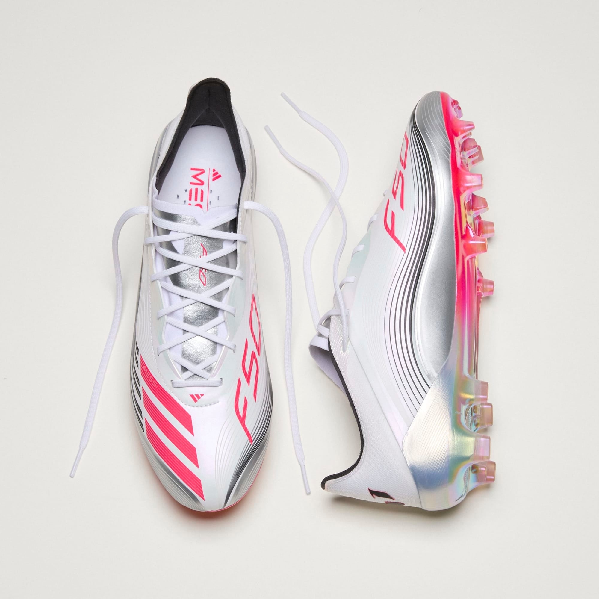 adidas F50 Messi Elite FG Low-Top Soccer Cleats - Ftwr White / Lucid Red / Silver Met.