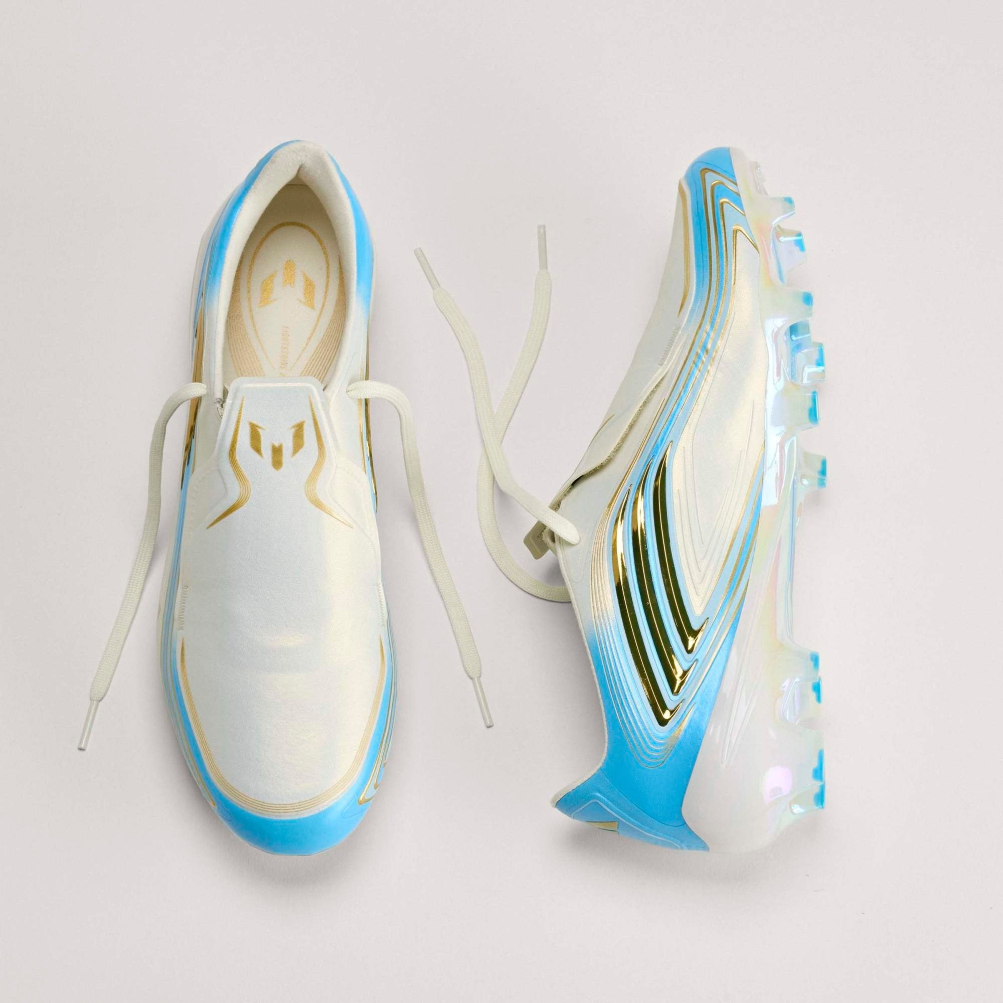 adidas F50 Messi Elite Firm-Ground Low-Top Soccer Cleats - Ivory / Semi Blue Burst / Icey Blue