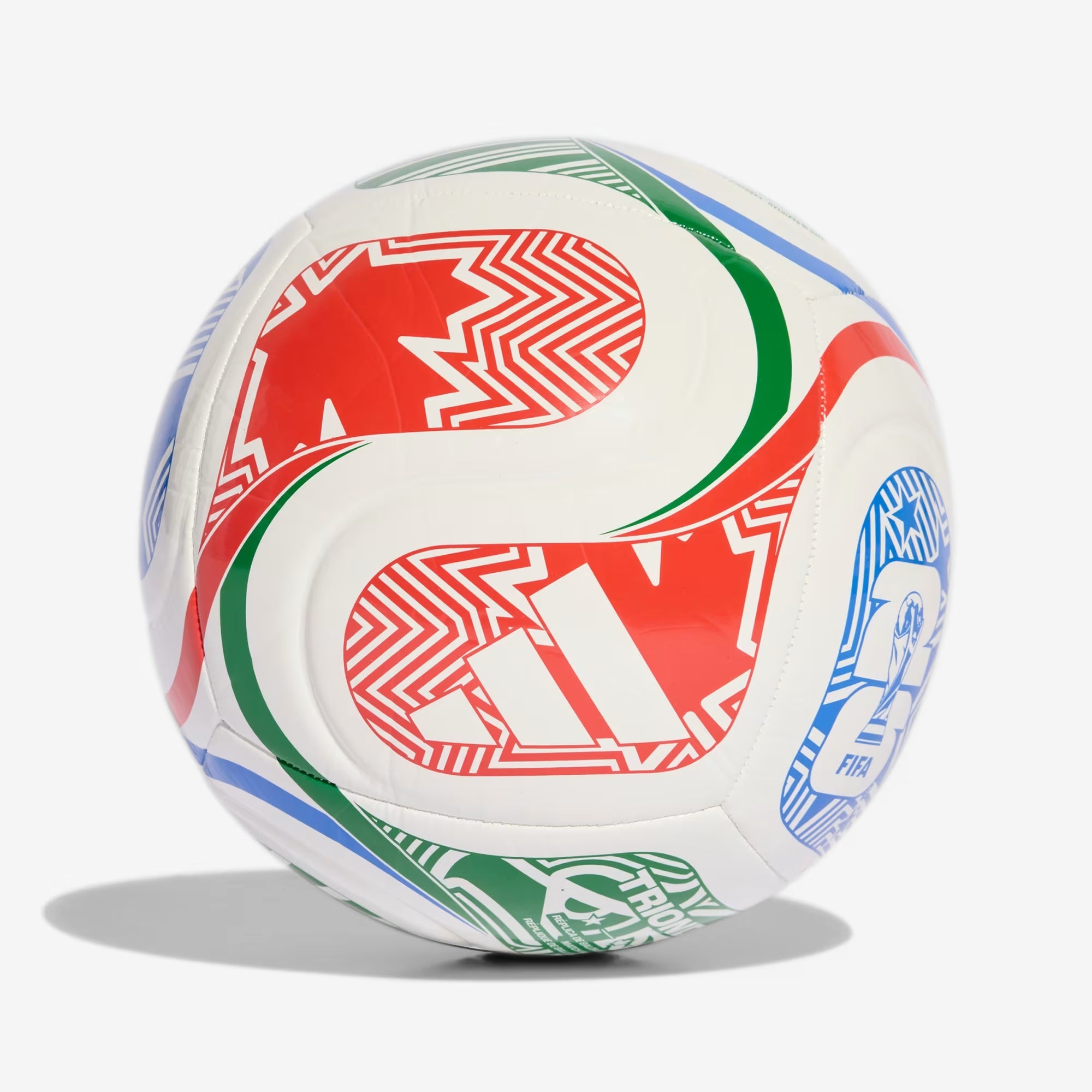 adidas FIFA World Cup 26™ Trionda Club Soccer Ball - White / Vivid Red / Glow Blue / Green