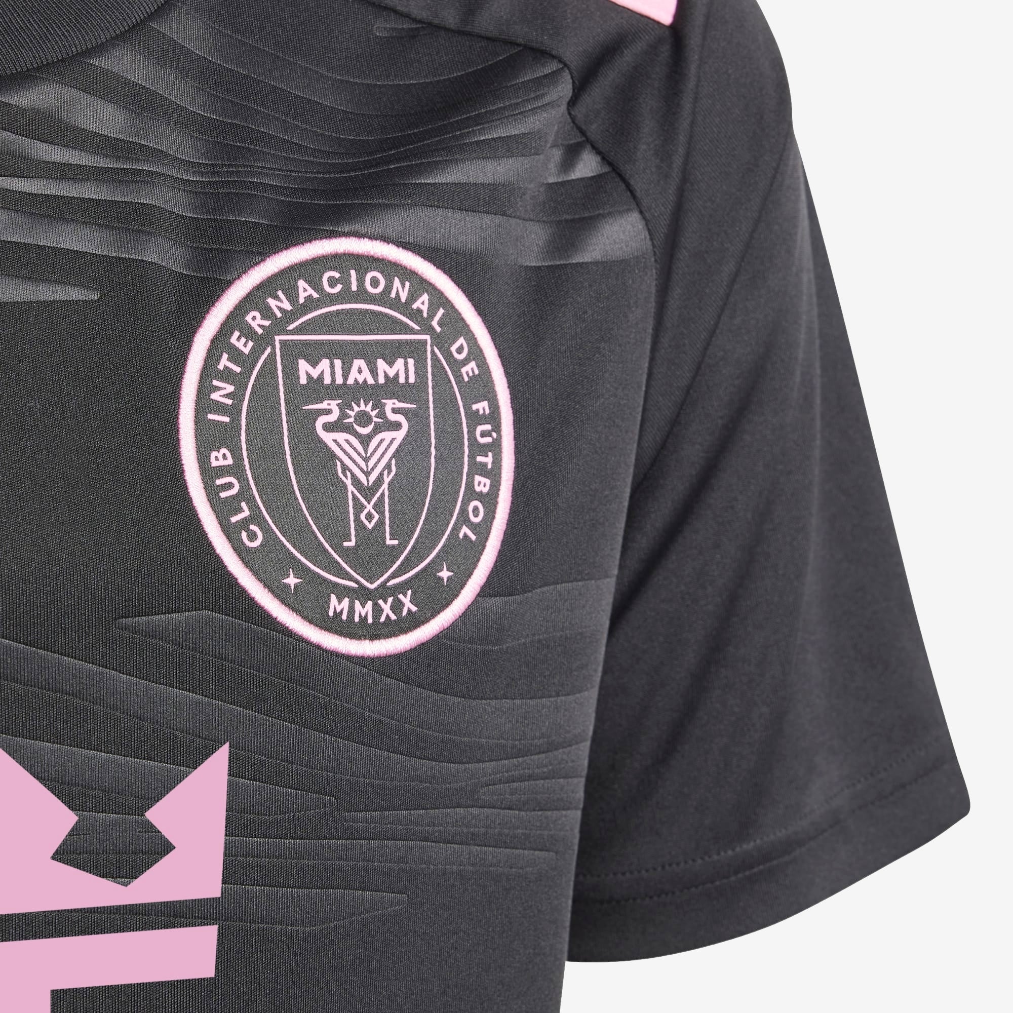 adidas Inter Miami CF 2023/24 Stadium Away Big Kids' AEROREADY Soccer Replica Jersey - Black / Bliss Pink