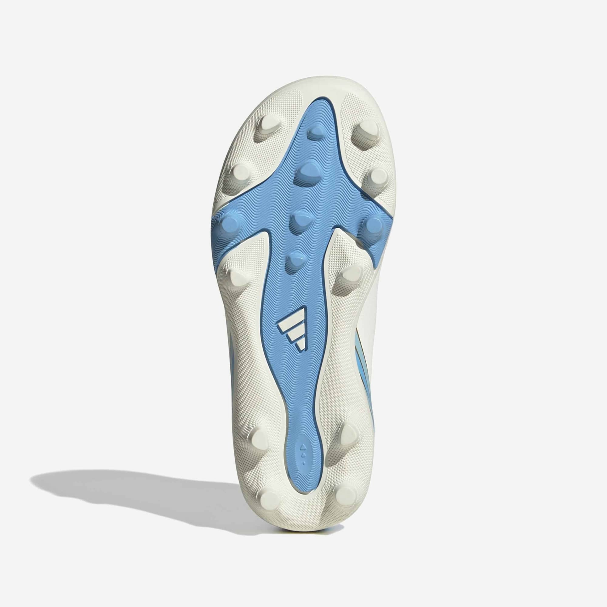 adidas Jr. F50 Messi Club Velcro Little Kids' Firm/Multi-Ground Low-Top Soccer Cleats - Ivory / Semi Blue Burst / Icey Blue