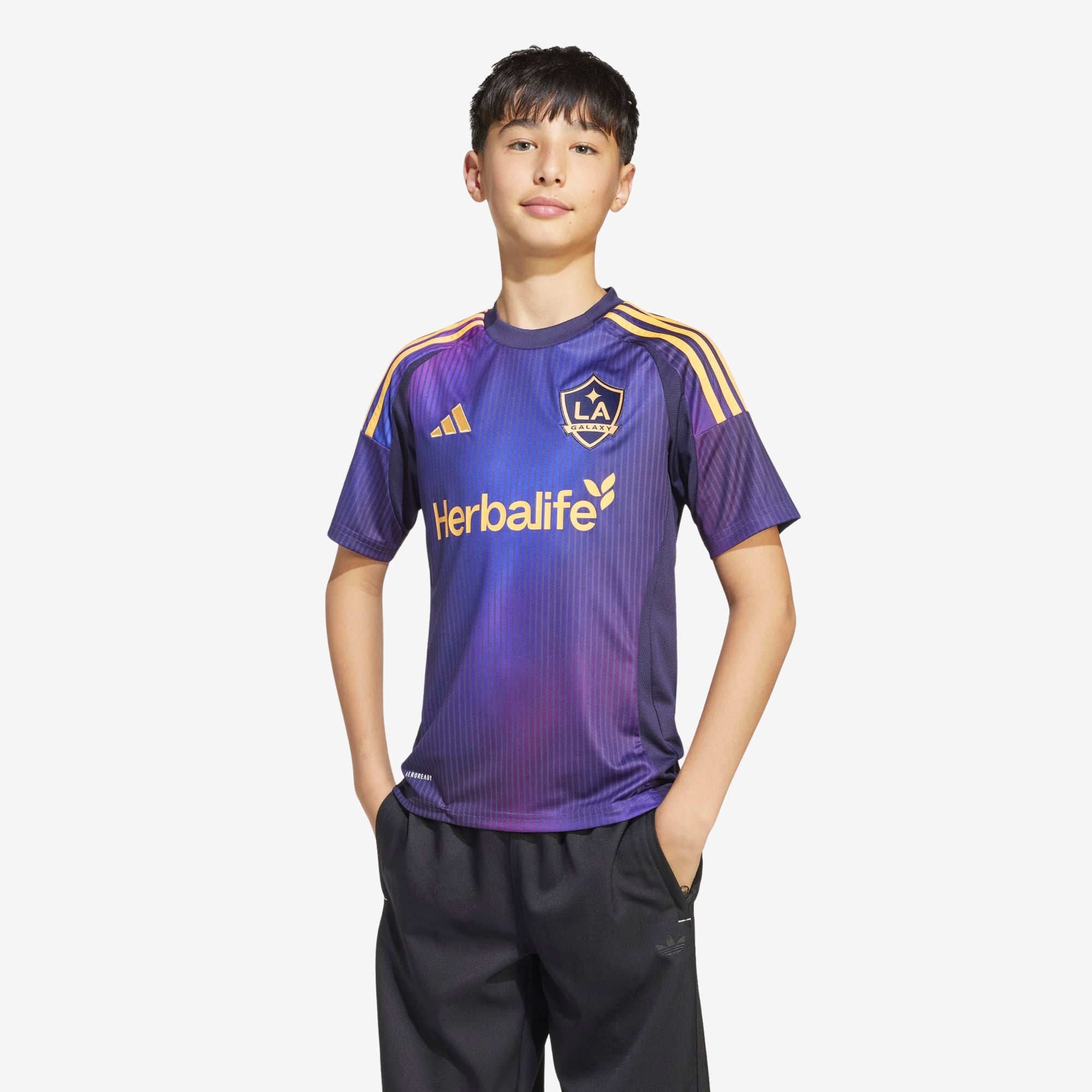 adidas LA Galaxy 2025/26 Stadium Away Big Kids' AEROREADY Soccer Replica Jersey - Noble Ink