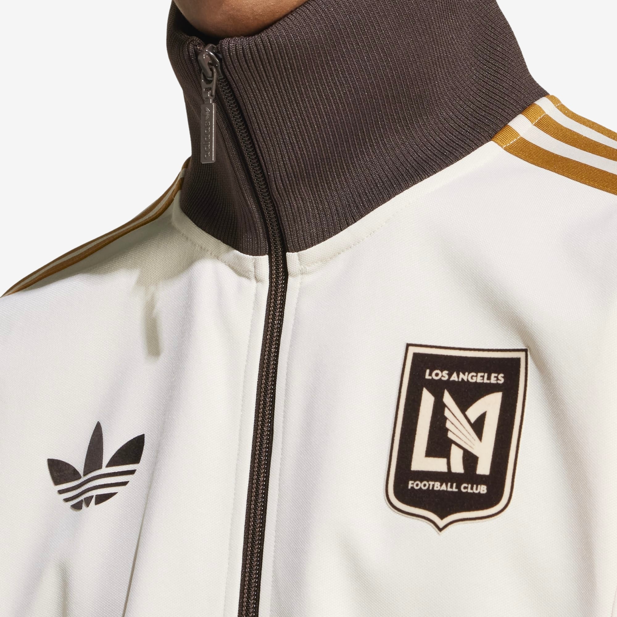 adidas Los Angeles FC 2024 Beckenbauer Top Men's Full-Zip Soccer Track Jacket - Linen / Dark Brown