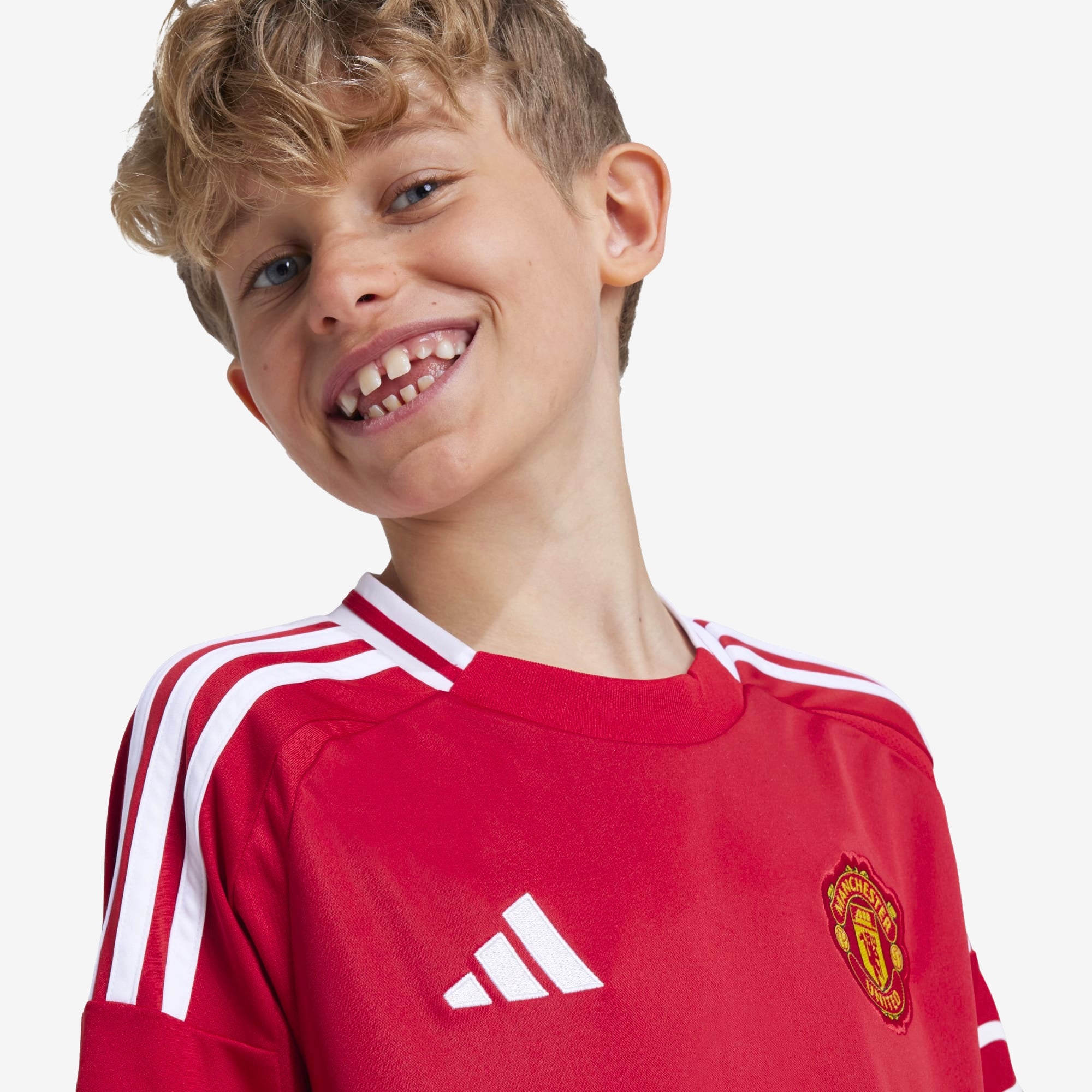 adidas Manchester United 2024/25 Stadium Home Big Kids' AEROREADY Soccer Replica Jersey - Mufc Red