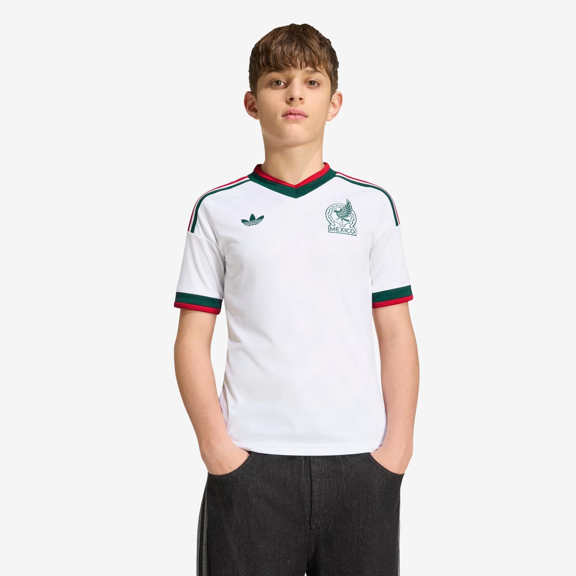 adidas Mexico 2026 Stadium Away Big Kids' Soccer Jersey - White