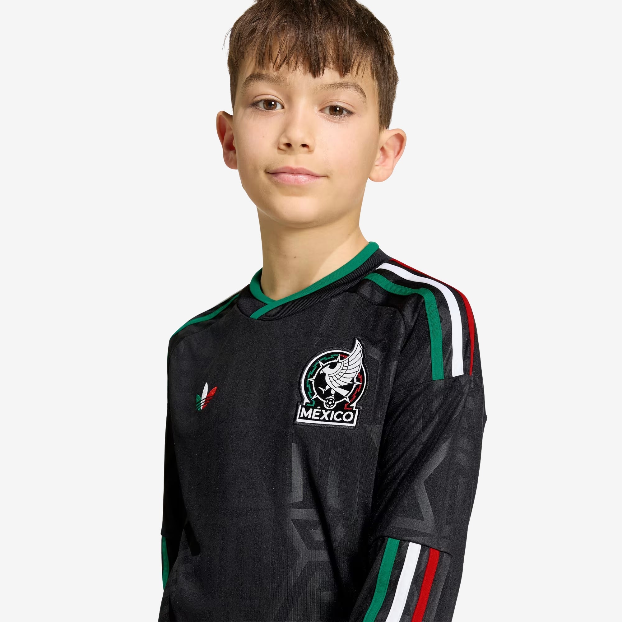 adidas Mexico 2026 Stadium Third Big Kids' Soccer Long-Sleeve Jersey - Black