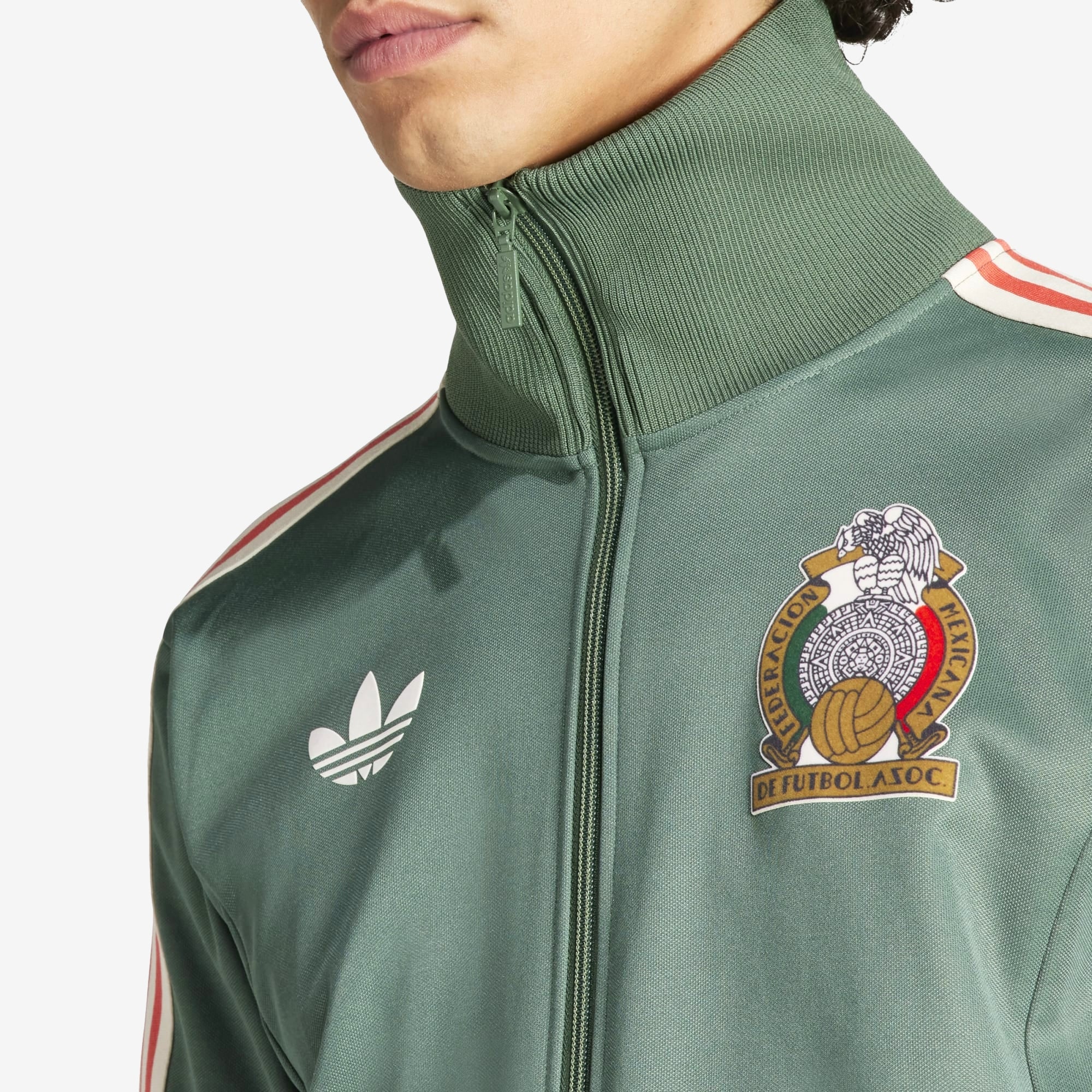 adidas Mexico Beckenbauer Top Men's Full-Zip Soccer Track Jacket - Green Oxide