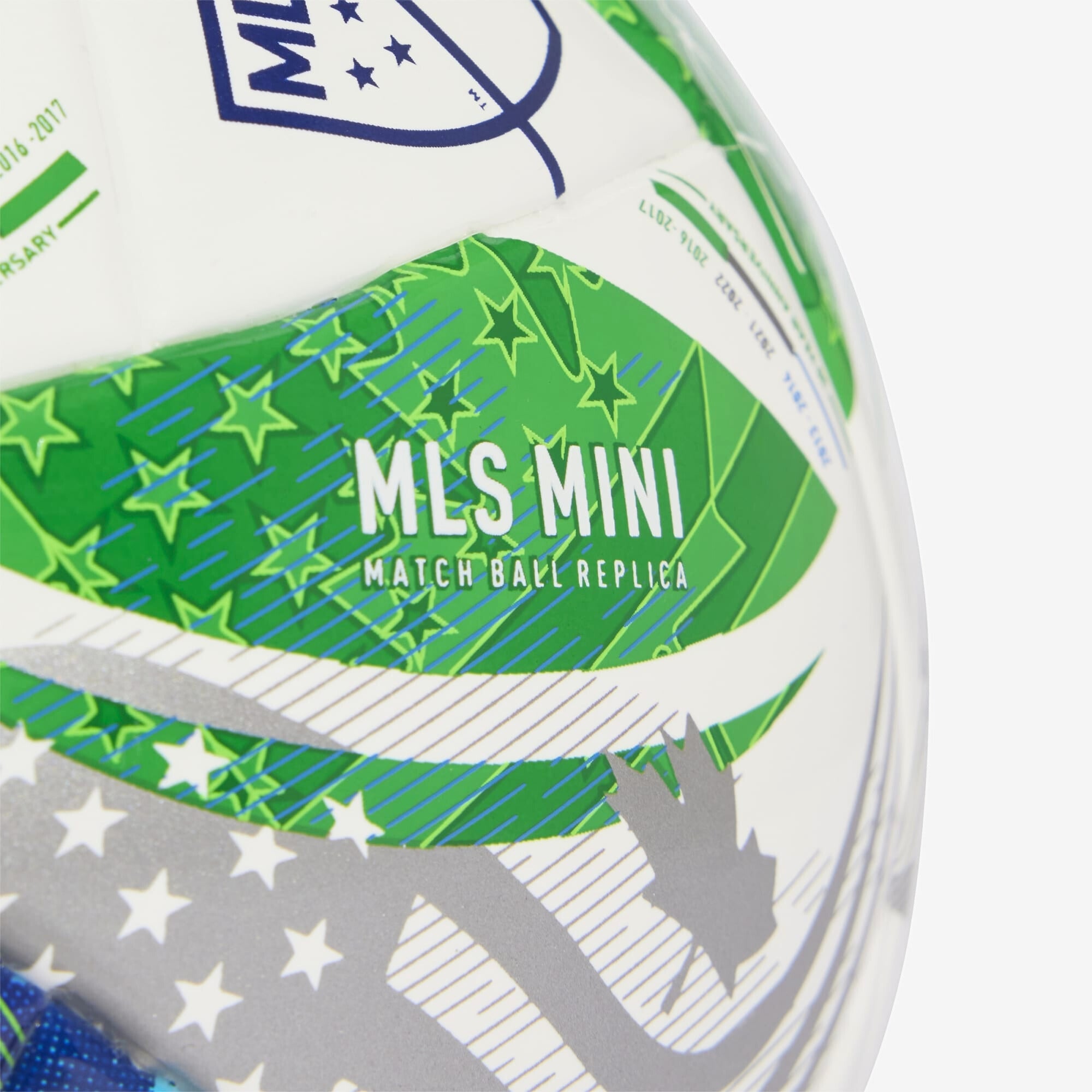 adidas MLS 25 Mini Soccer Ball - White / Green / Glow Blue / Solar Blue