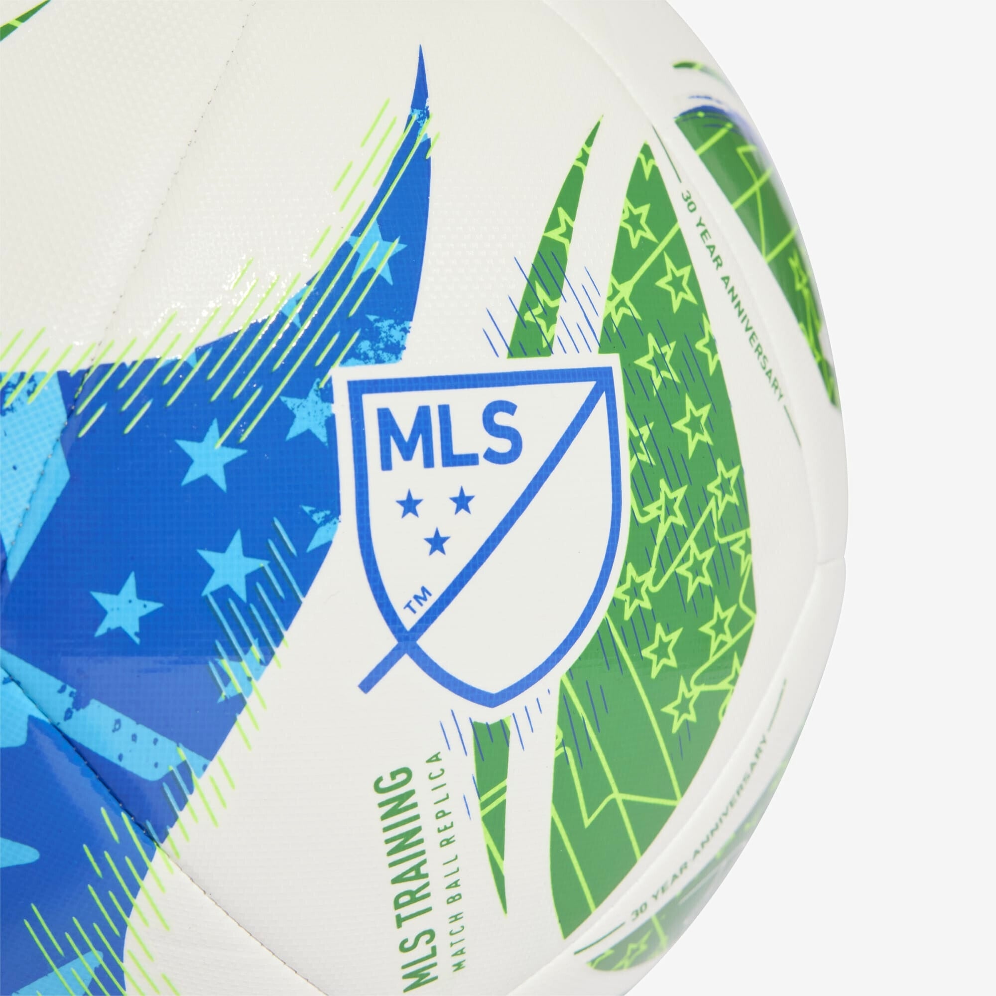 adidas MLS 25 Training Soccer Ball - White / Green / Glow Blue / Solar Blue