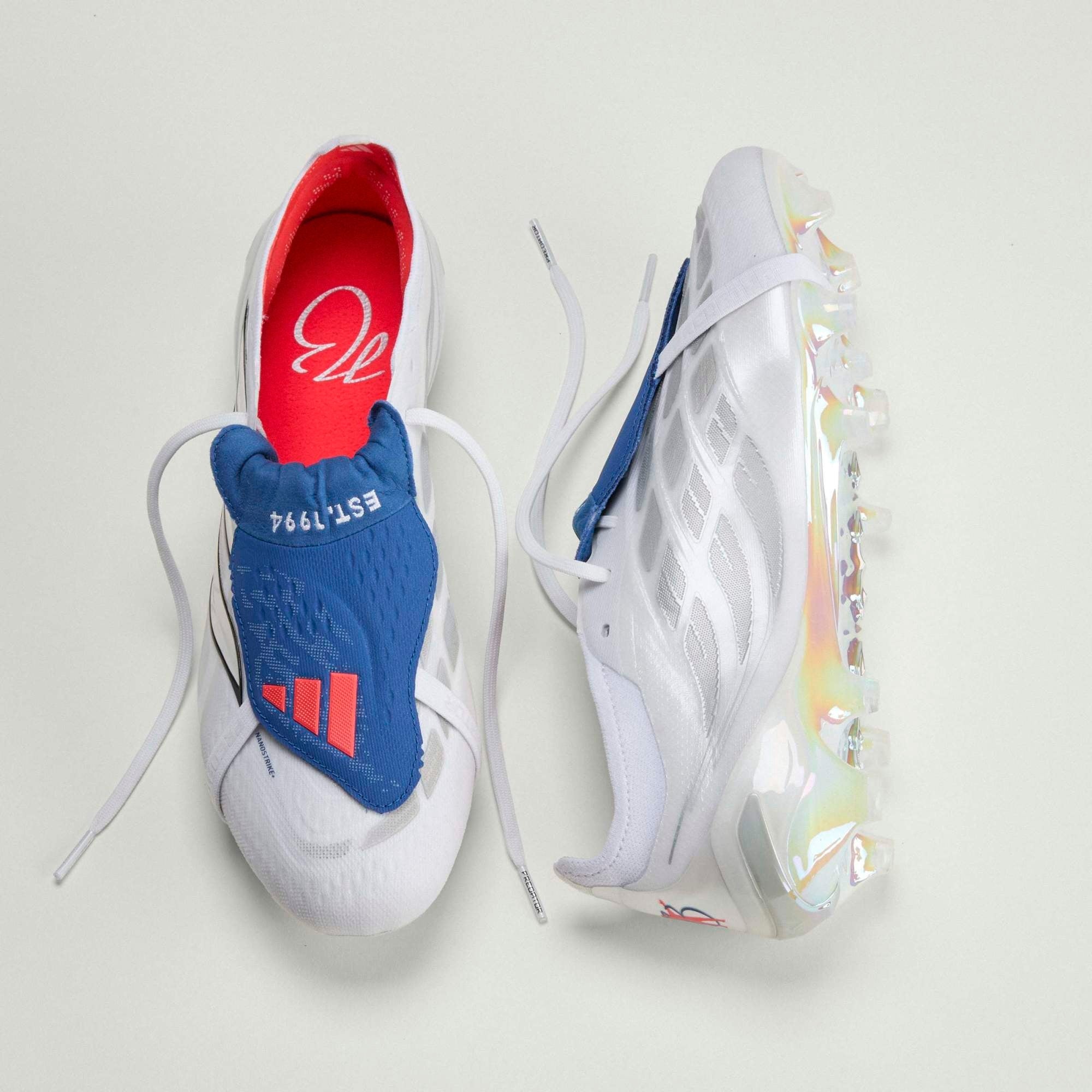 adidas Predator Elite Fold-Over Tongue Firm-Ground Low-Top Soccer Cleats - Cloud White / Zero Metalic / Royal Blue