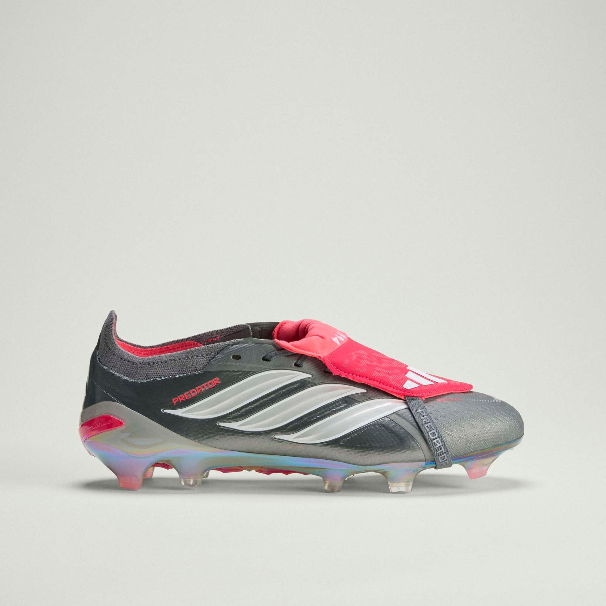 adidas Predator Elite Fold-Over Tongue Firm-Ground Low-Top Soccer Cleats - Iron Metallic / Cloud White / Lucid Red