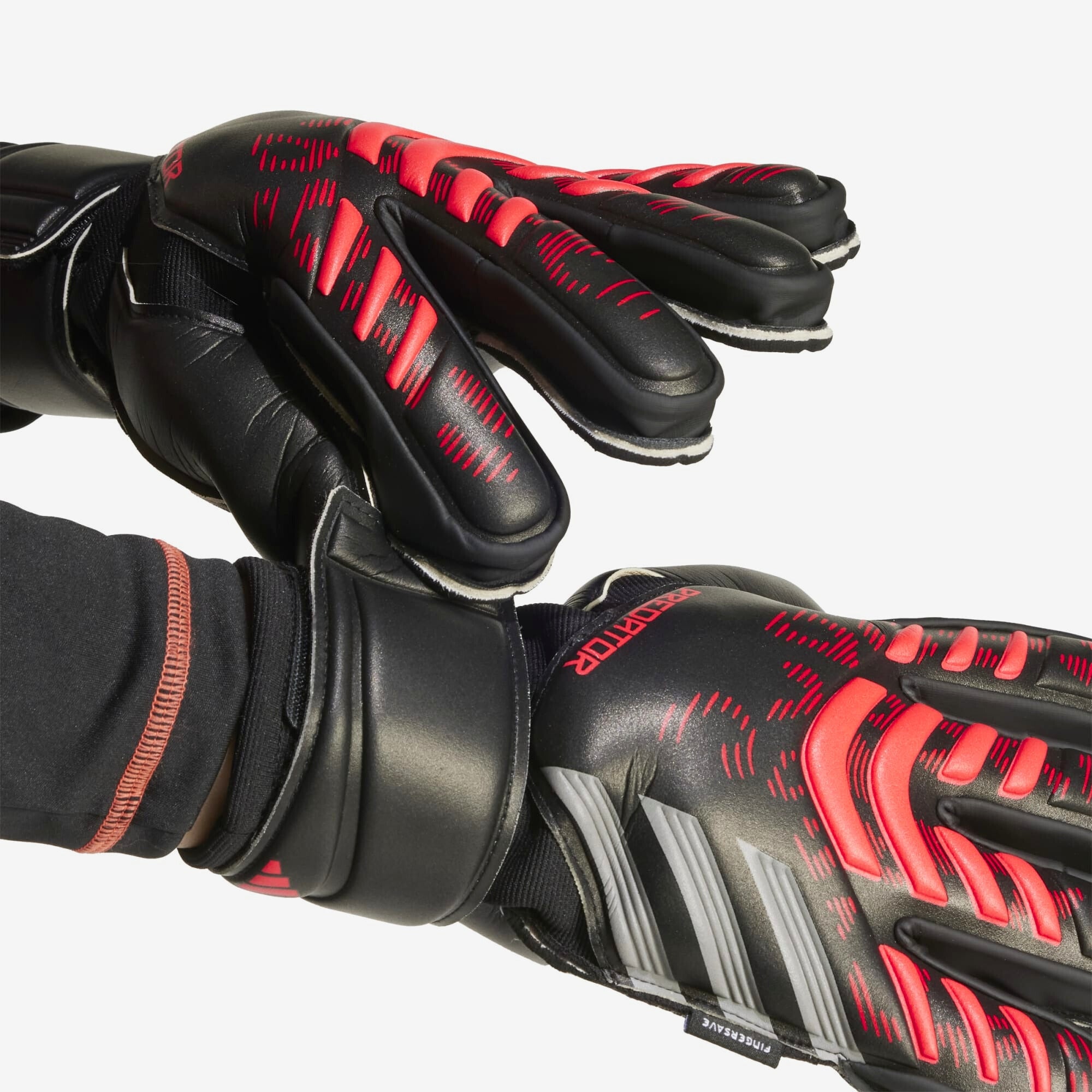 adidas Predator Match Fingersave Goalkeeper Gloves - Black / Black / Lucid Red