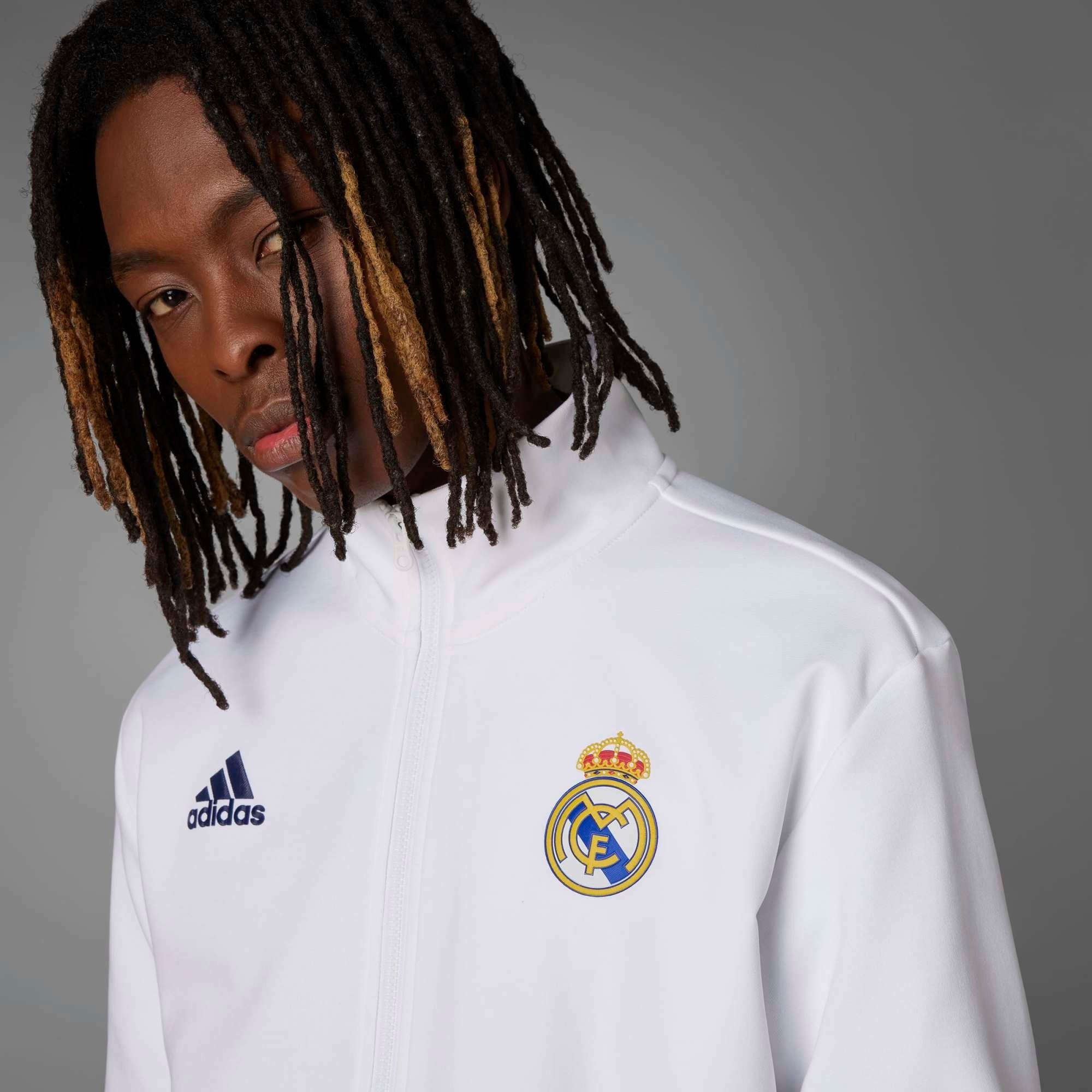 adidas Real Madrid Anthem Men's Full-Zip Soccer Jacket - White