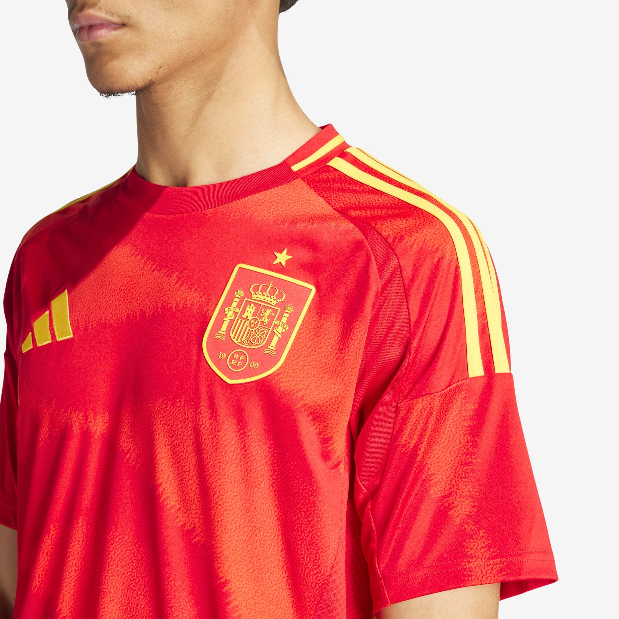 adidas Spain 2024 Stadium Home Men's AEROREADY Soccer Replica Jersey - Better Scarlet