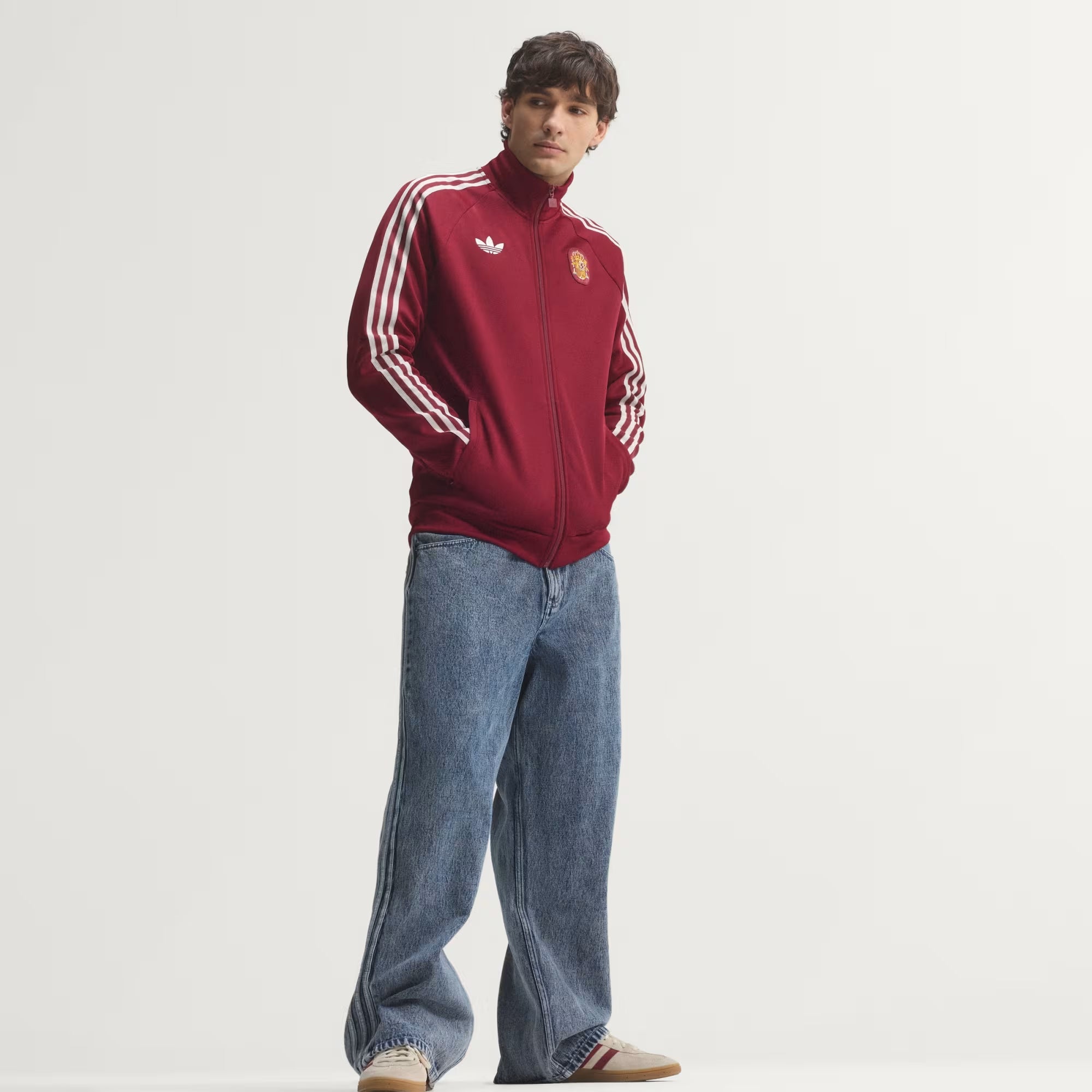 adidas Spain Originals Track Top Men's Full-Zip Soccer Jacket - Team Coll Burgundy 2