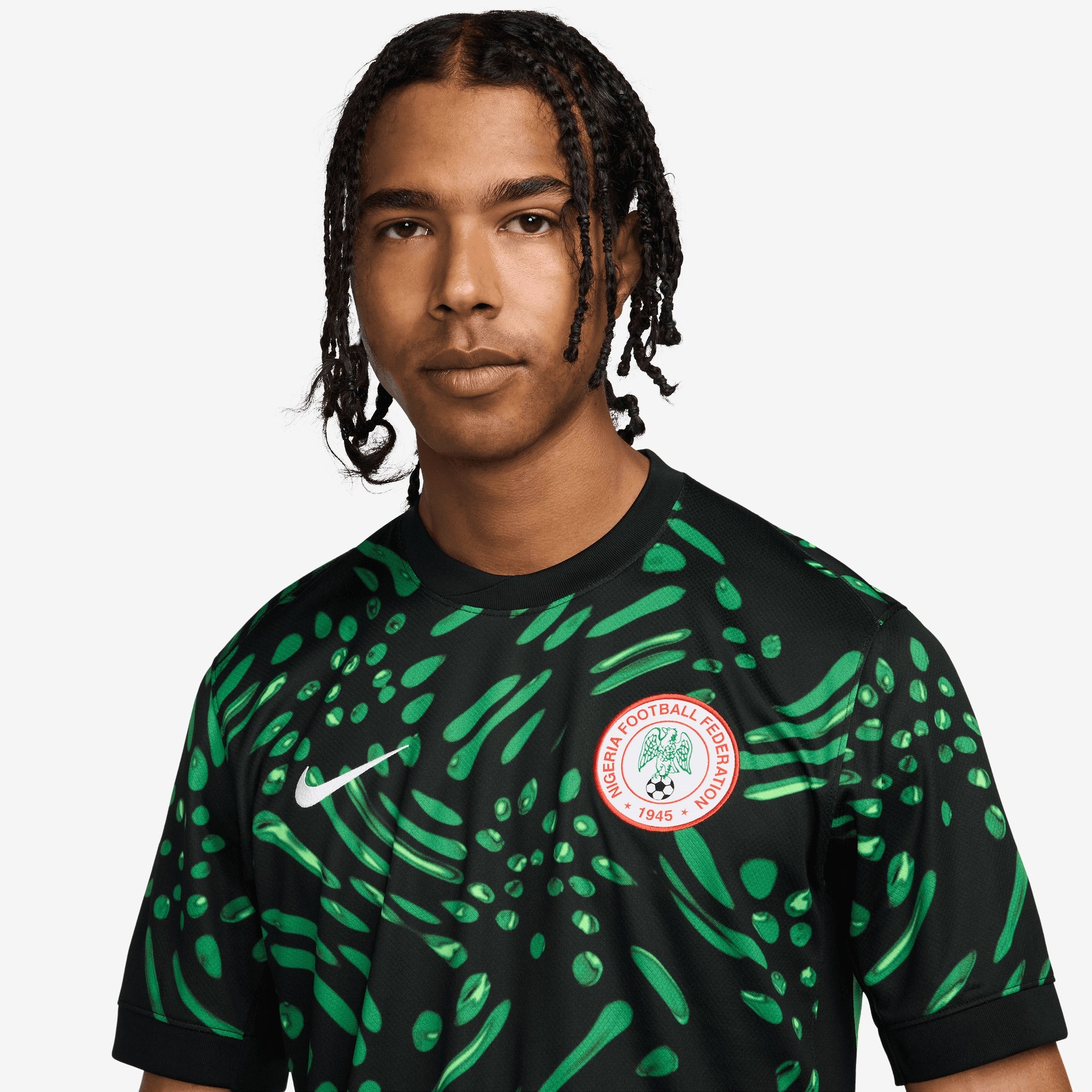 Nike Nigeria 2024 Stadium Away Men's Dri-FIT Soccer Replica Jersey - Black/Lucky Green/White