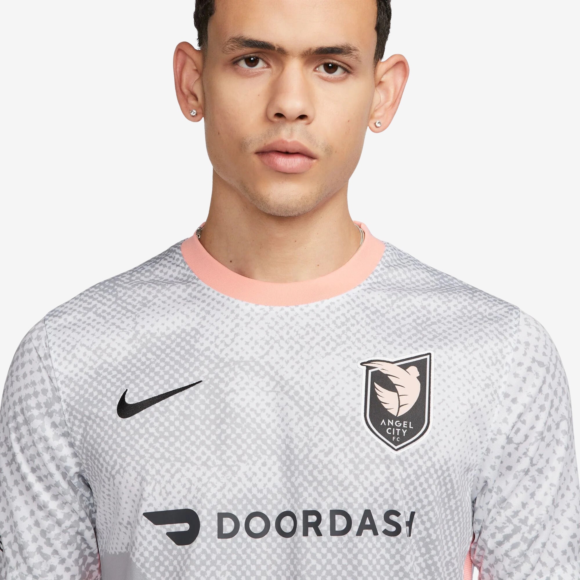 Nike Angel City FC 2023/24 Stadium Away Men's Dri-FIT Soccer Replica Jersey - White/Wolf Grey/Bleached Coral/Dark Smoke Grey