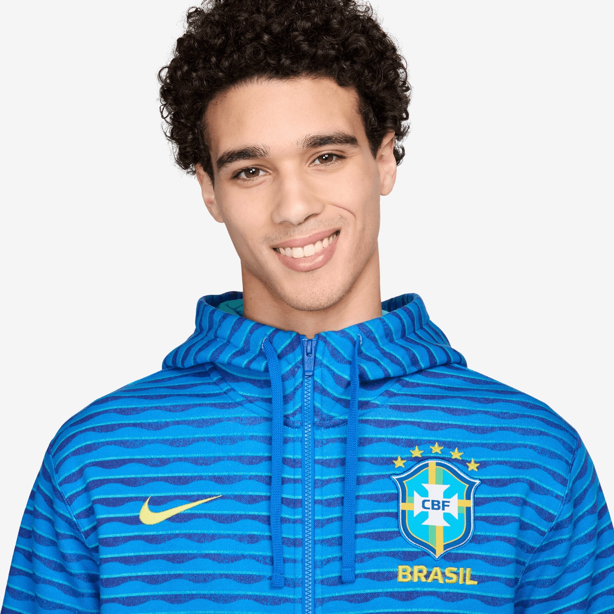 Nike Brazil Club Fleece Men's Soccer Full-Zip Hoodie - Soar/Lt Retro/Dynamic Yellow