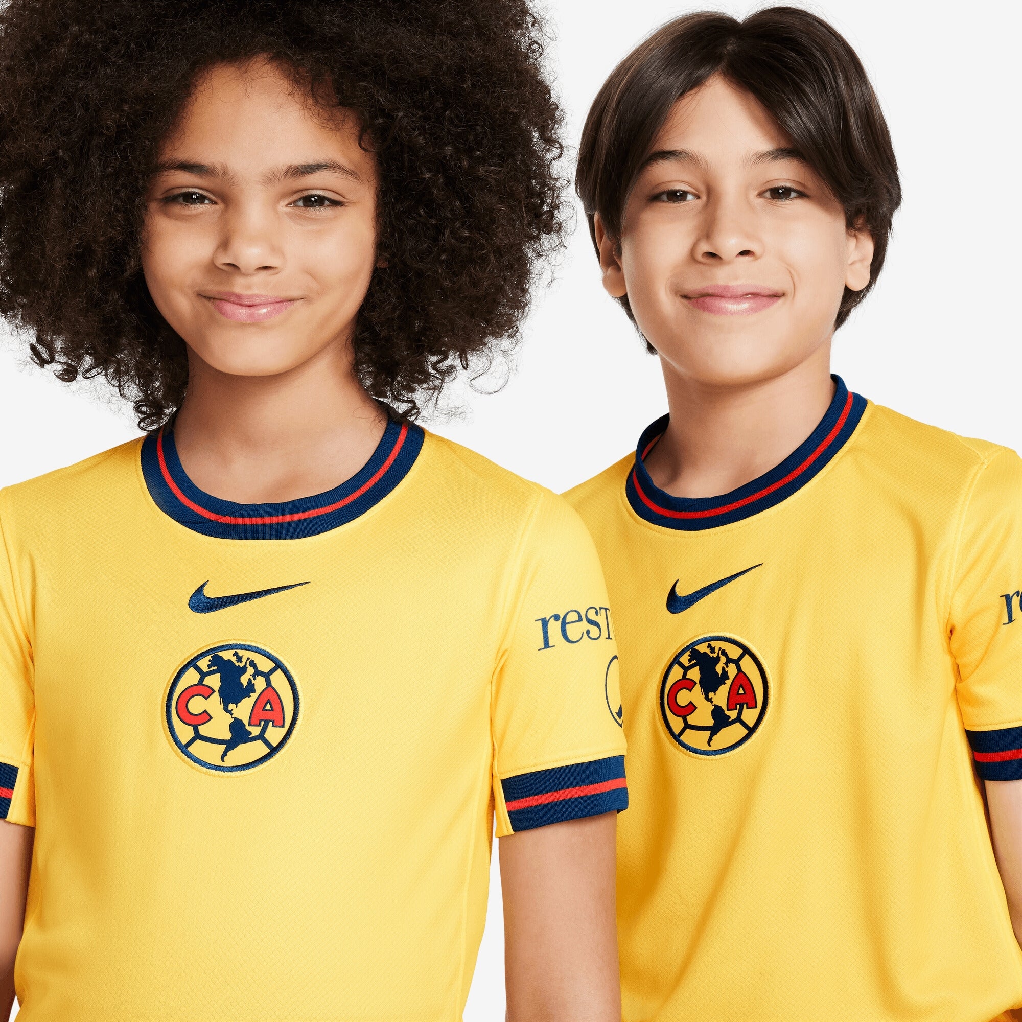 Nike Club América 2024/25 Stadium Home Big Kids' Dri-FIT Soccer Replica Jersey - Tour Yellow/Valerian Blue