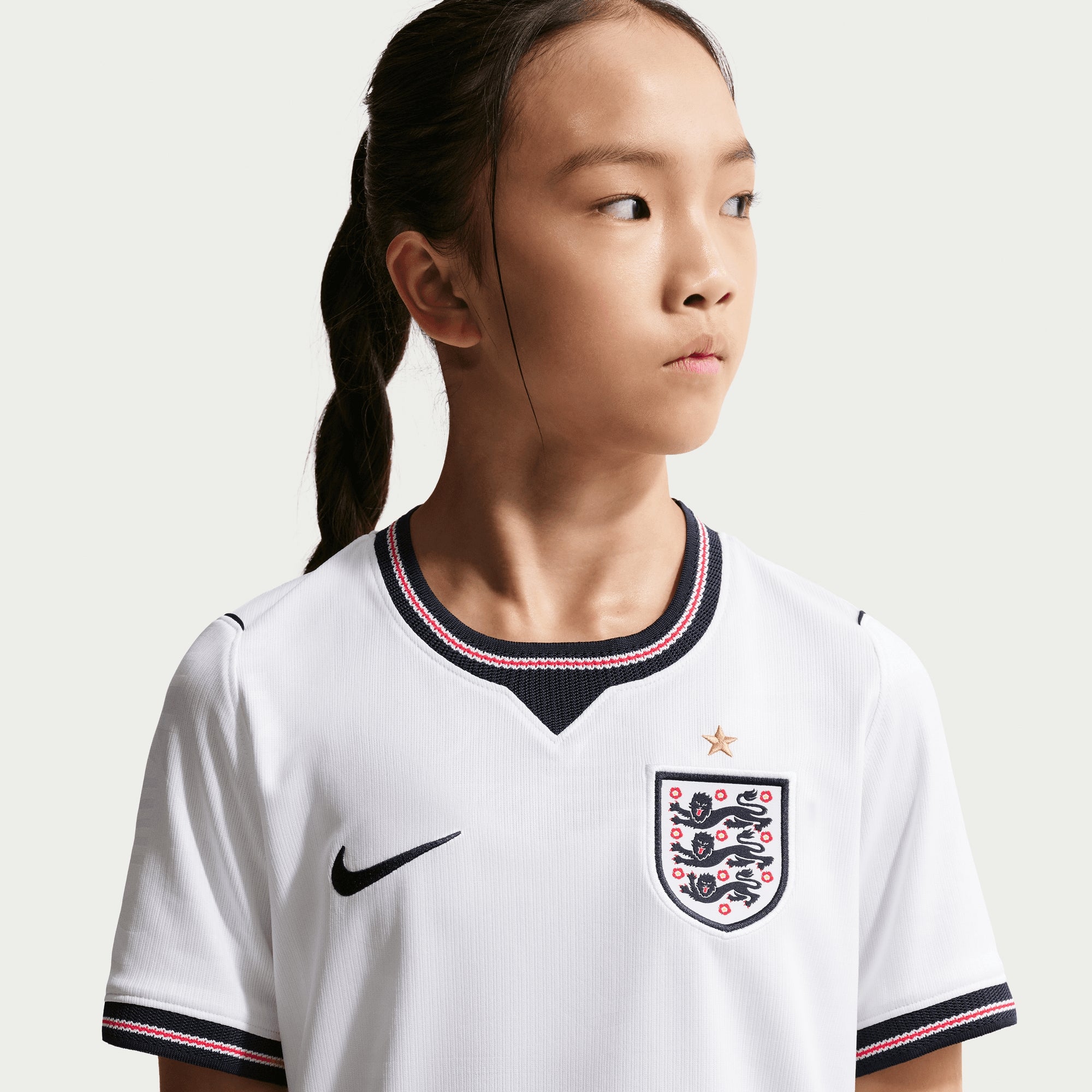 Nike England 2026 Stadium Home Big Kids' Dri-FIT Soccer Replica Jersey - White/Speed Red/Obsidian/Obsidian