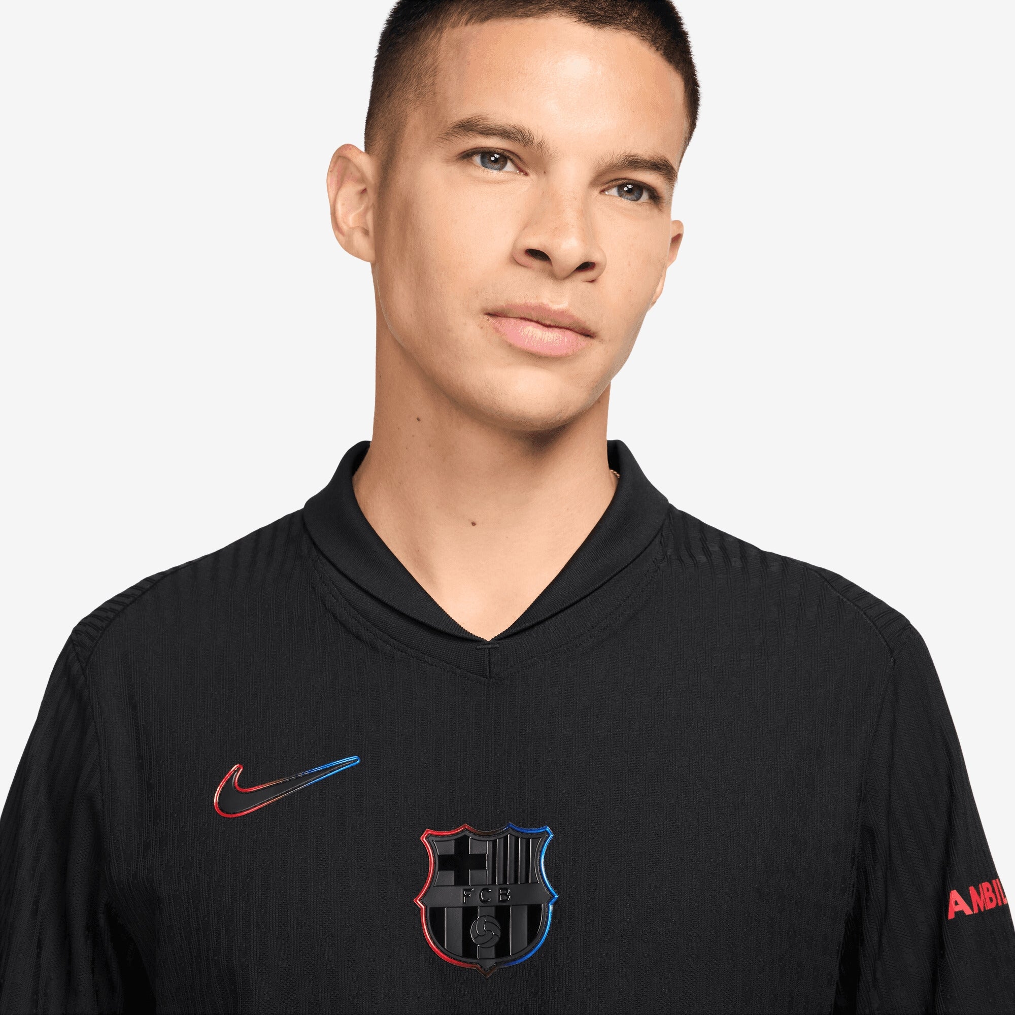 Nike FC Barcelona 2024/25 Match Away Men's Dri-FIT ADV Soccer Authentic Jersey - Black/University Red/Hyper Royal/Black