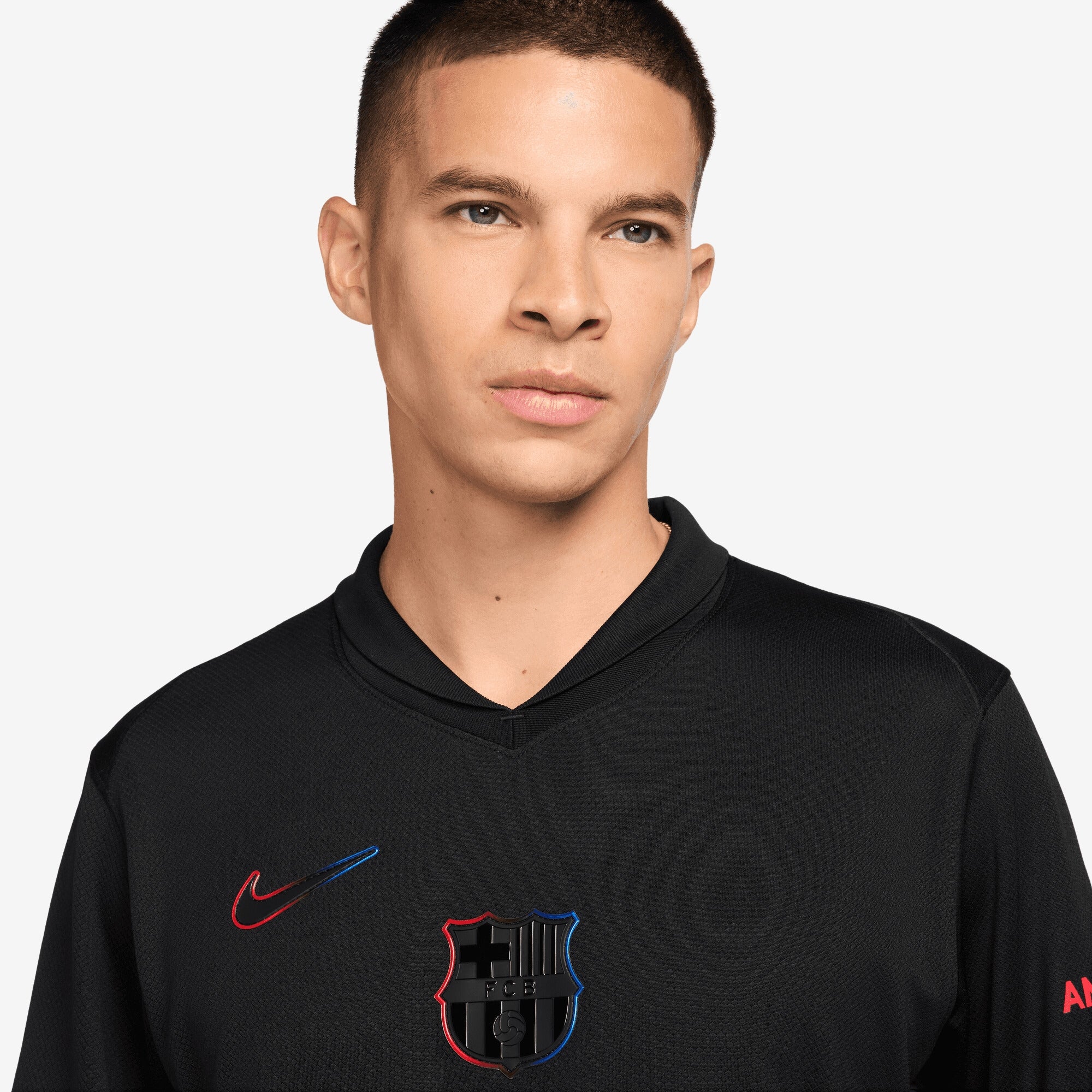 Nike FC Barcelona 2024/25 Stadium Away Men's Dri-FIT Soccer Replica Jersey - Black/University Red/Hyper Royal/Black