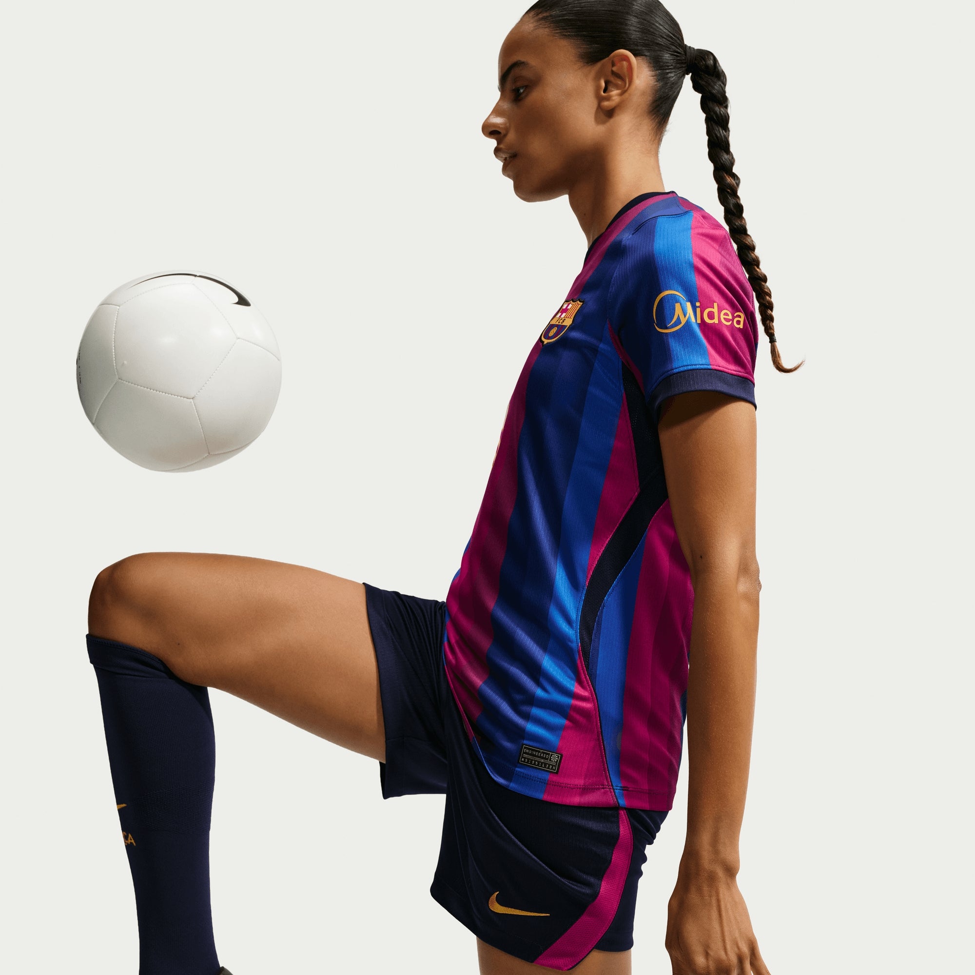 Nike FC Barcelona 2026/27 Stadium Home Women's Dri-FIT Soccer Replica Jersey - Deep Garnet/Blue Void/Mineral Yellow