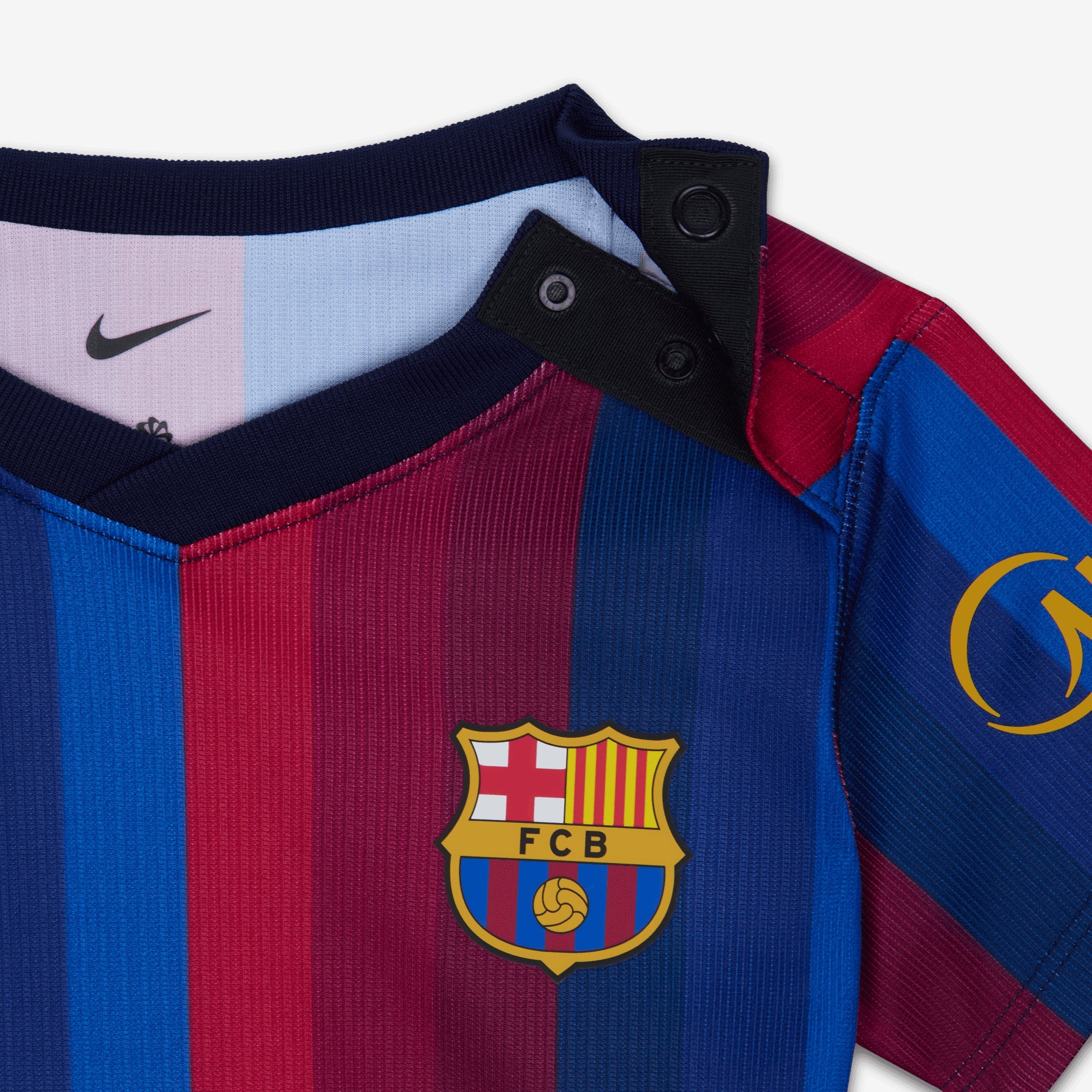Nike FC Barcelona 2026 Stadium Home Baby/Toddler Soccer Replica 3-Piece Kit - Deep Garnet/Blue Void/Mineral Yellow