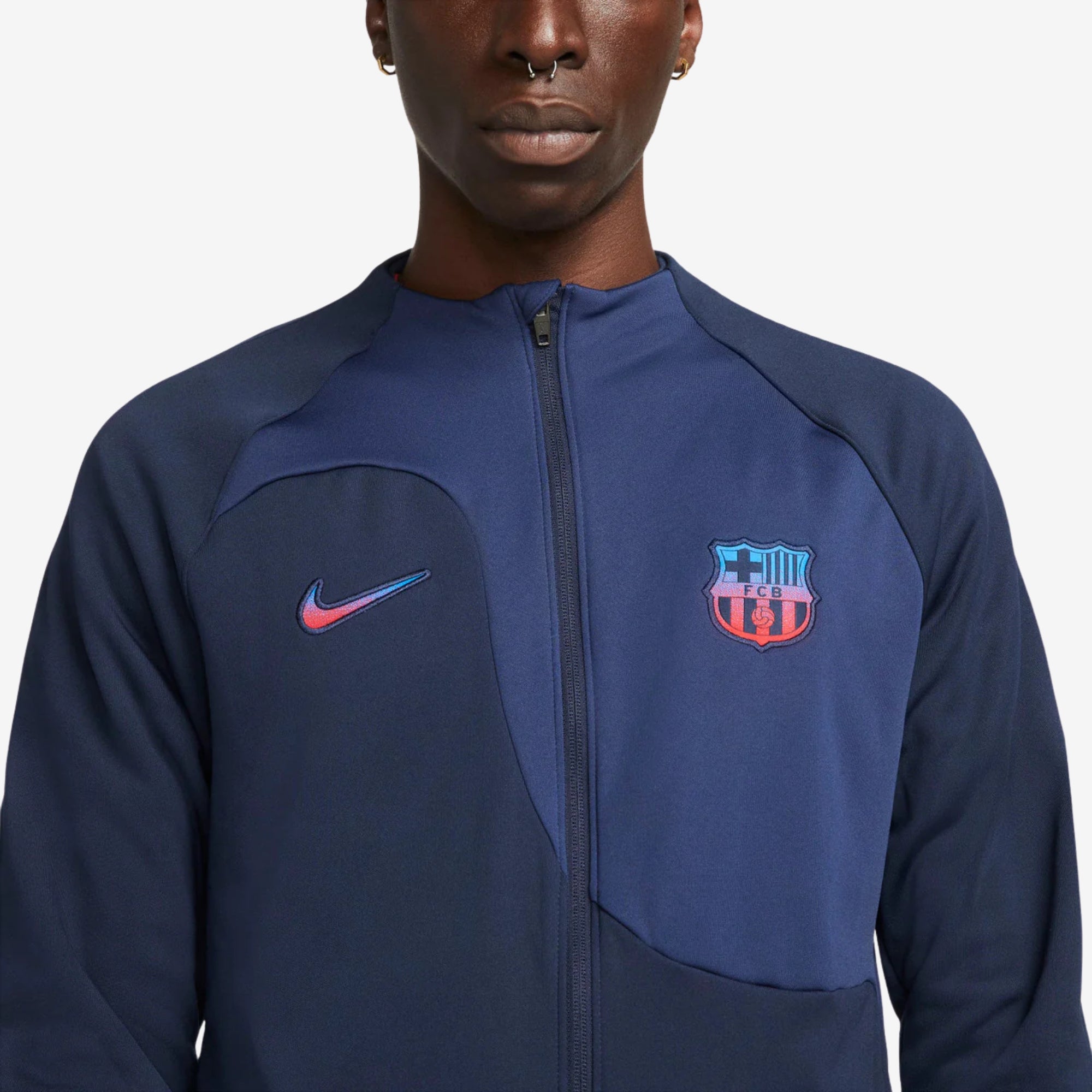 Nike FC Barcelona Academy Pro Men's Soccer Jacket - Obsidian/Midnight Navy/University Red