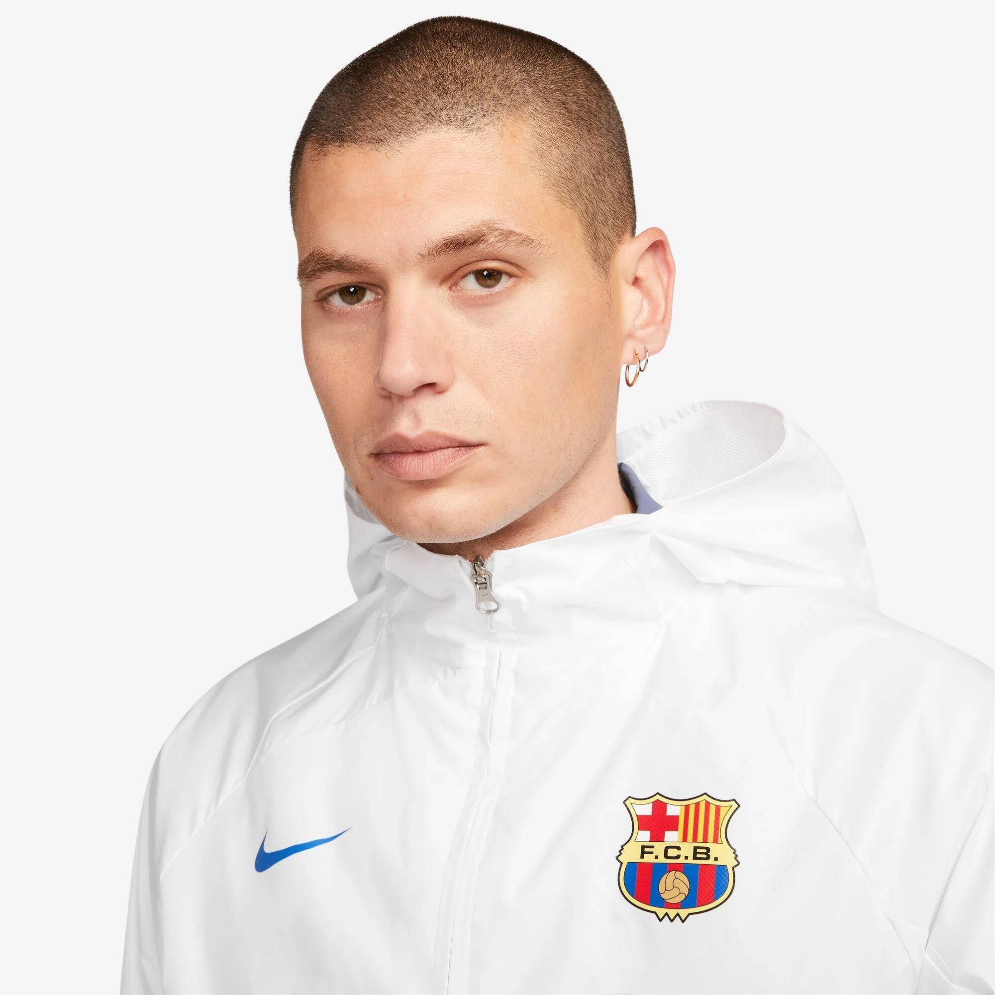 Nike FC Barcelona AWF Men's Soccer Jacket - White/Royal Blue/University Red/Royal Blue