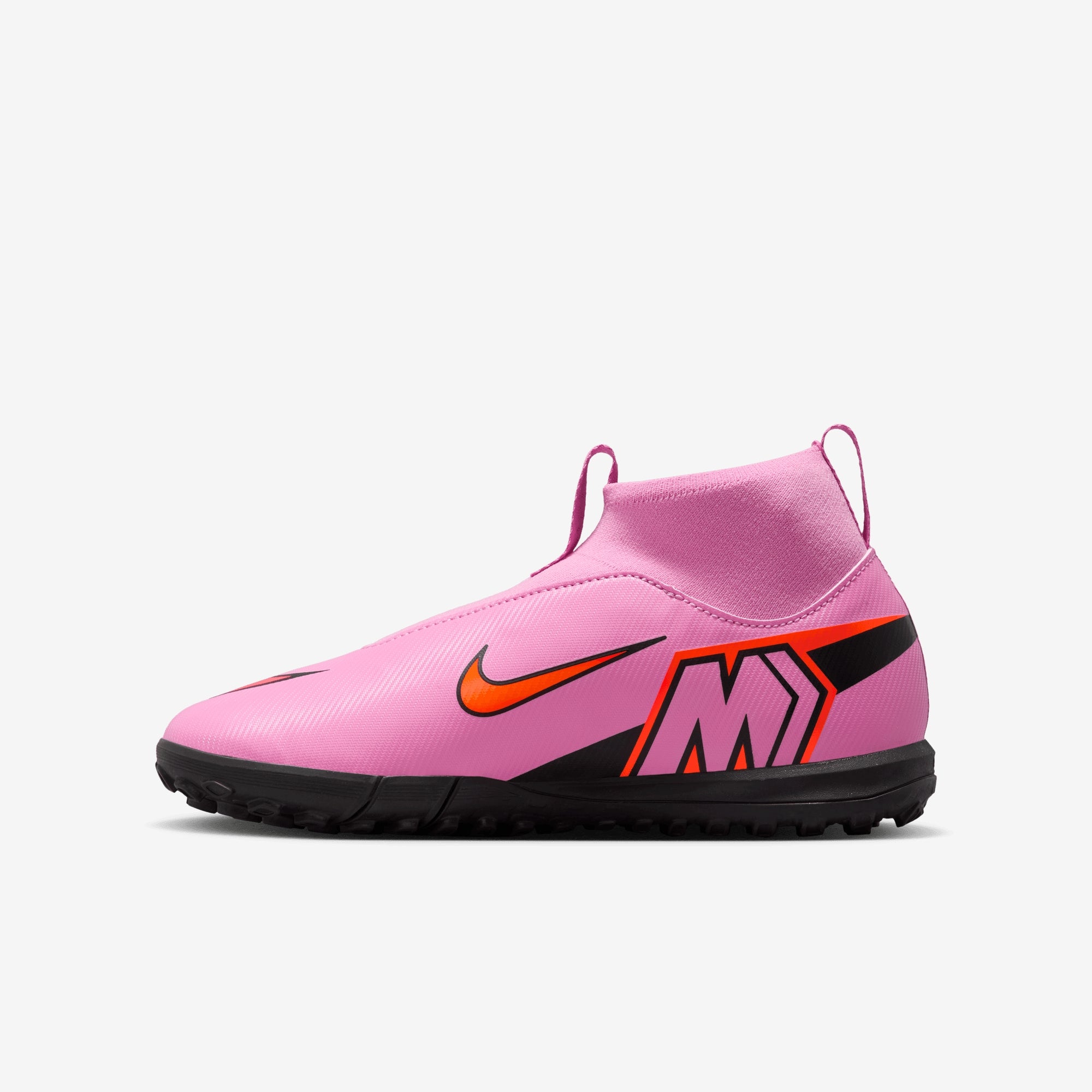 Nike Jr. Mercurial Superfly 10 Academy Little/Big Kids' Turf High-Top Soccer Shoes - Magic Flamingo/Black-Total Crimson