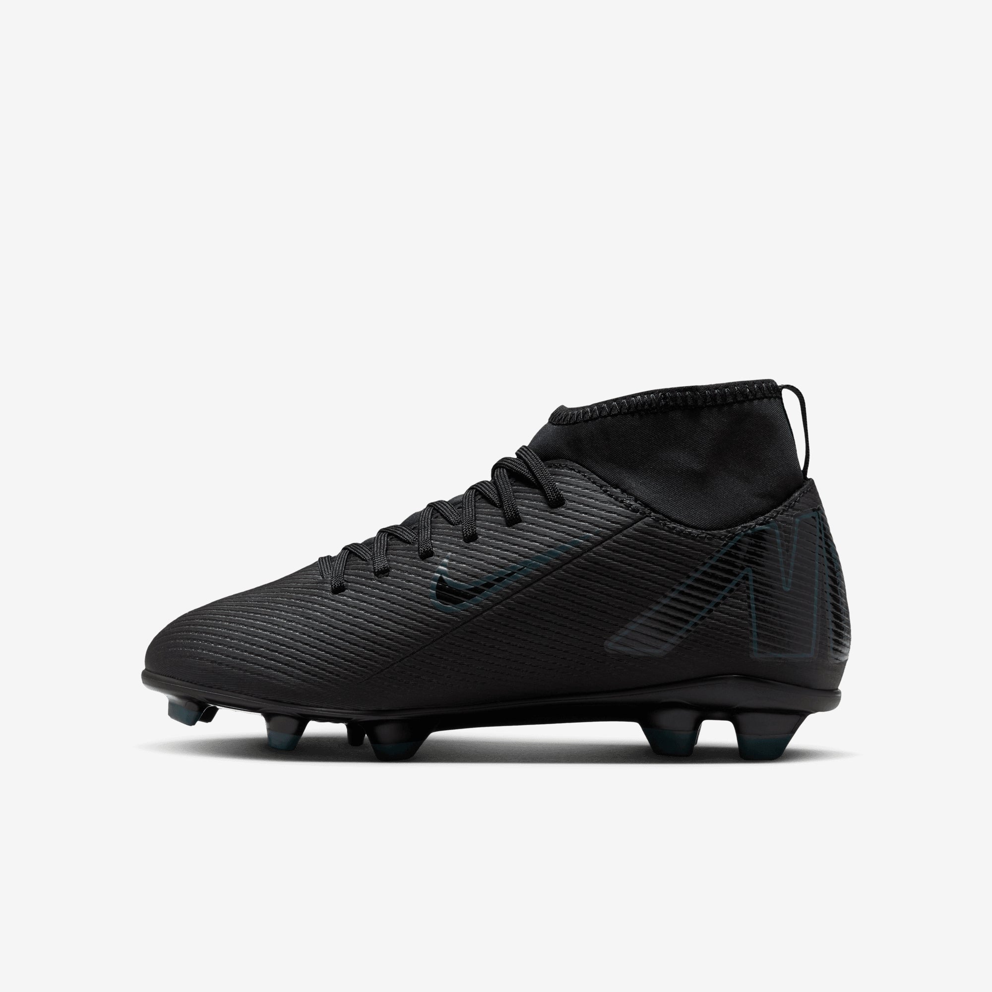 Nike Jr. Mercurial Superfly 10 Club Little/Big Kids' MG High-Top Soccer Cleats - Black/Black-Deep Jungle