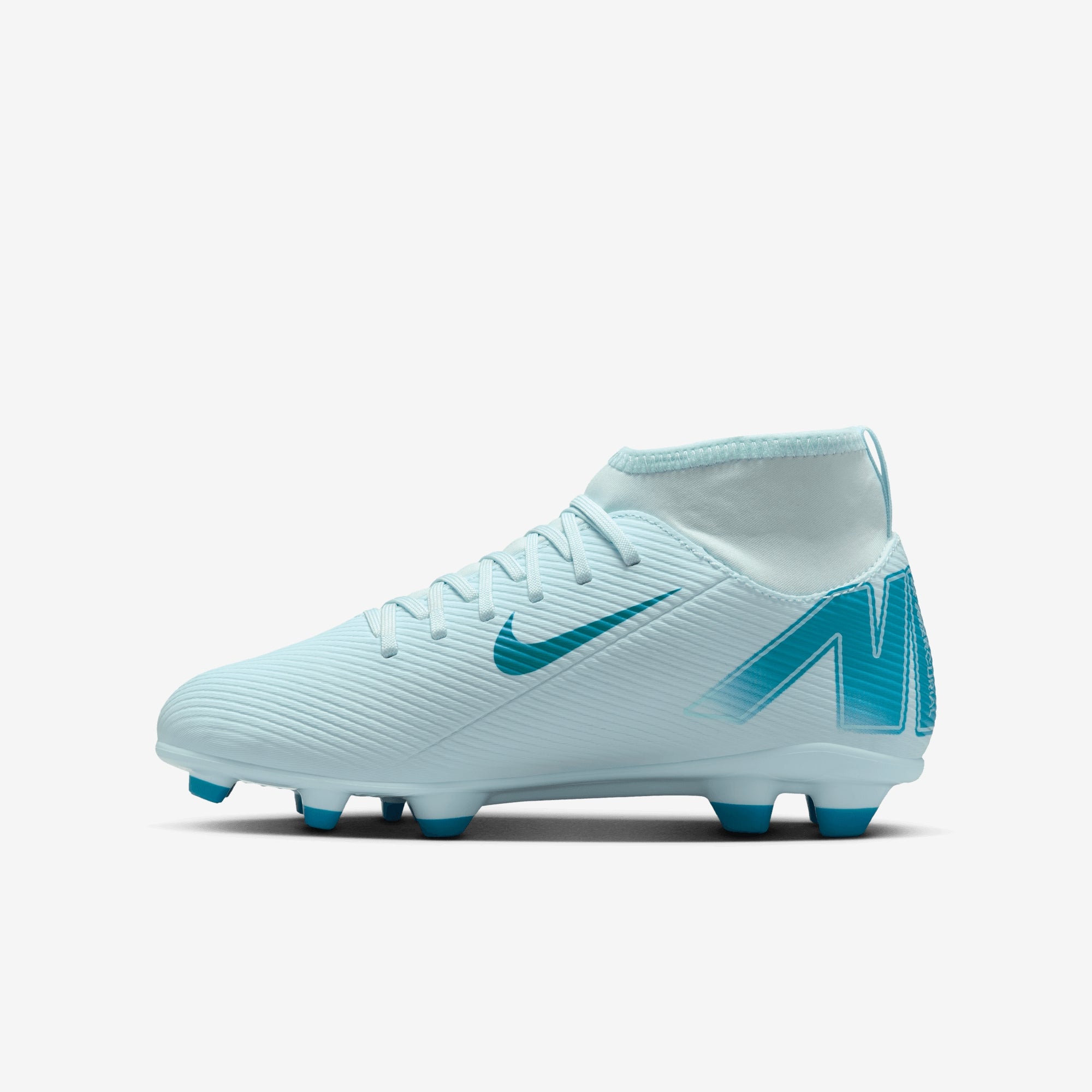 Nike Jr. Mercurial Superfly 10 Club Little/Big Kids' MG High-Top Soccer Cleats - Glacier Blue/Blue Orbit