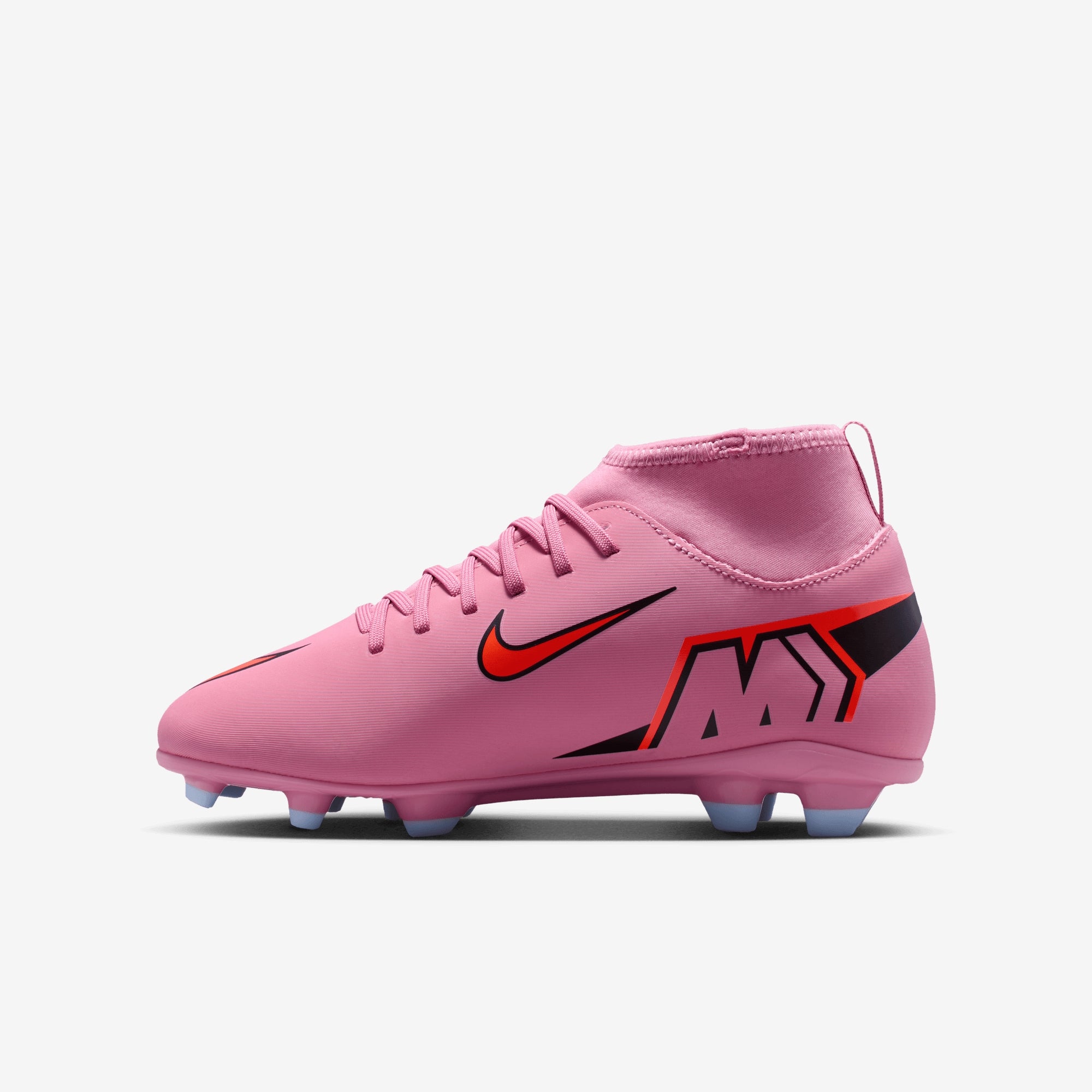 Nike Jr. Mercurial Superfly 10 Club Little/Big Kids' Multi-Ground High-Top Soccer Cleats - Magic Flamingo/Black-Total Crimson