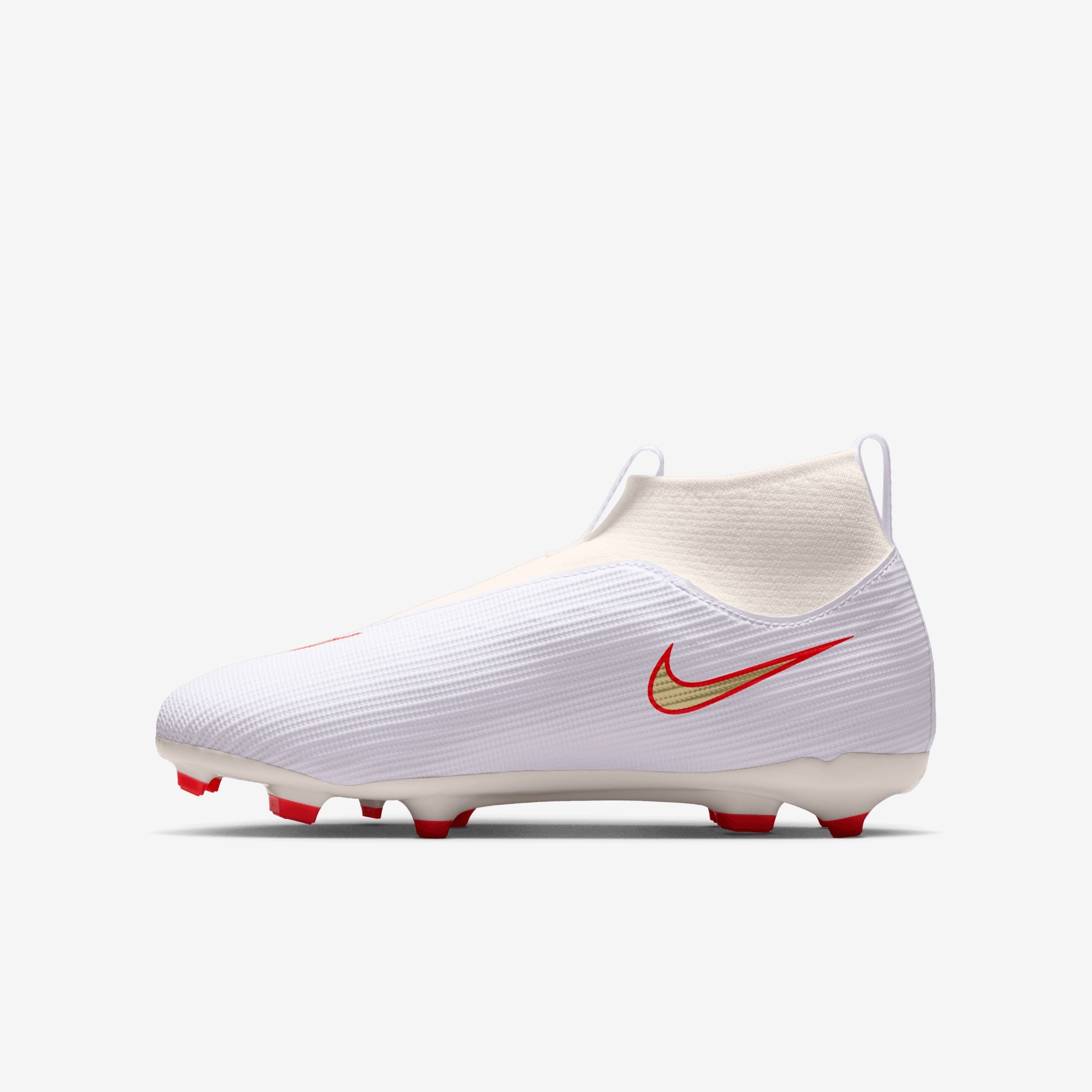Nike Jr. Mercurial Superfly 11 Academy Big Kids' Multi-Ground High-Top Soccer Cleats - White/Blur-Bright Crimson