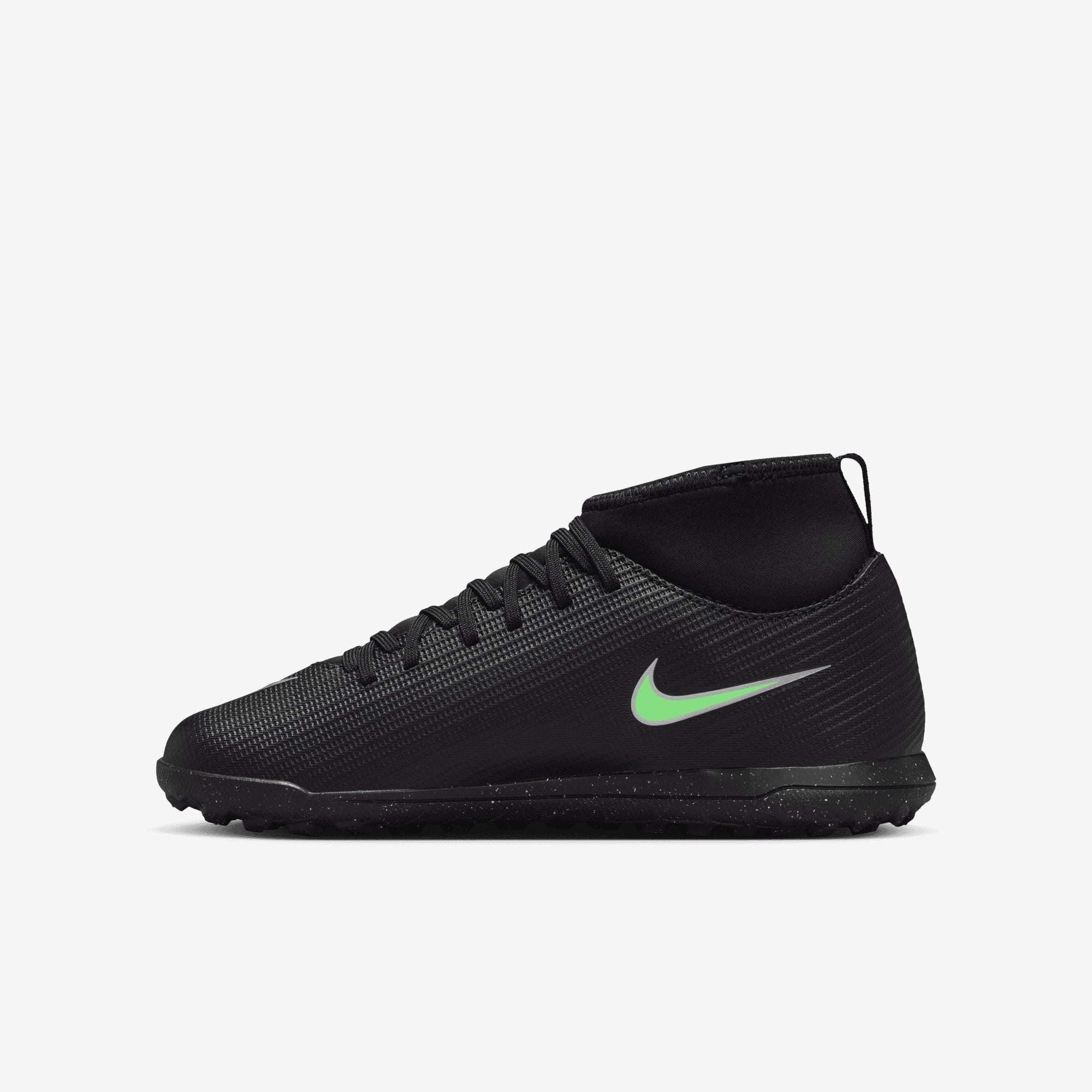 Nike Jr. Mercurial Superfly 11 Club Big Kids' Turf High-Top Soccer Shoes - Black/Illusion Green-Black