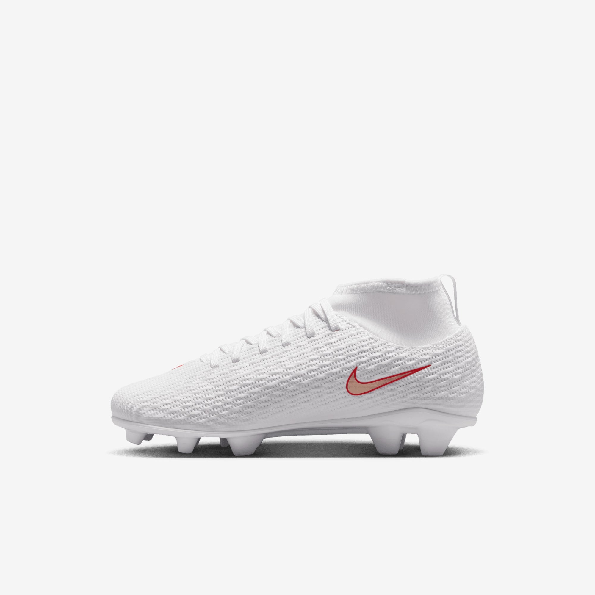 Nike Jr. Mercurial Superfly 11 Club Little Kids' Multi-Ground High-Top Soccer Cleats - White/Blur-Bright Crimson